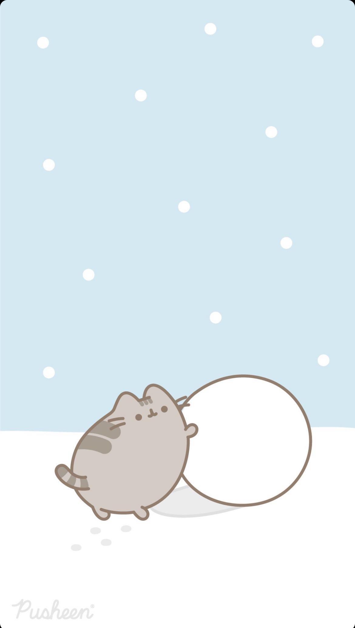 Winter wonderland ❄️ pusheen phone wallpaper