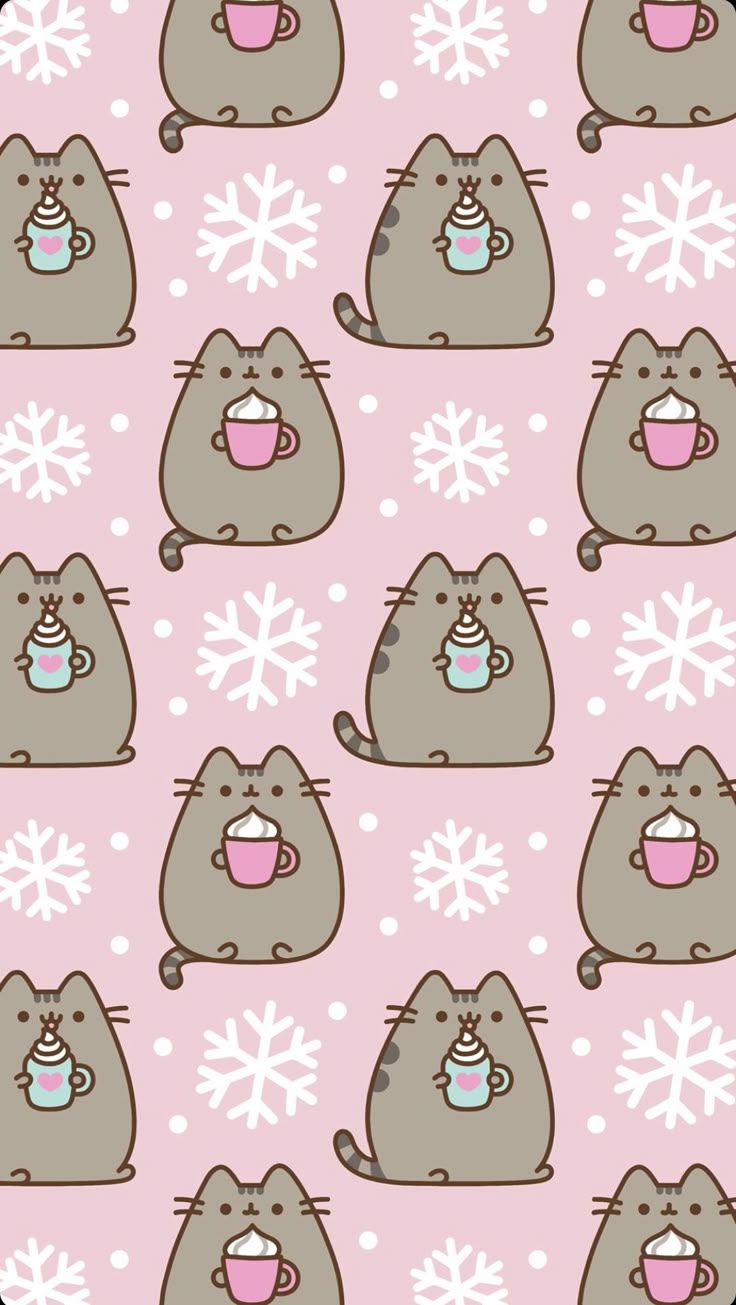 pusheen winter wallpaper !!