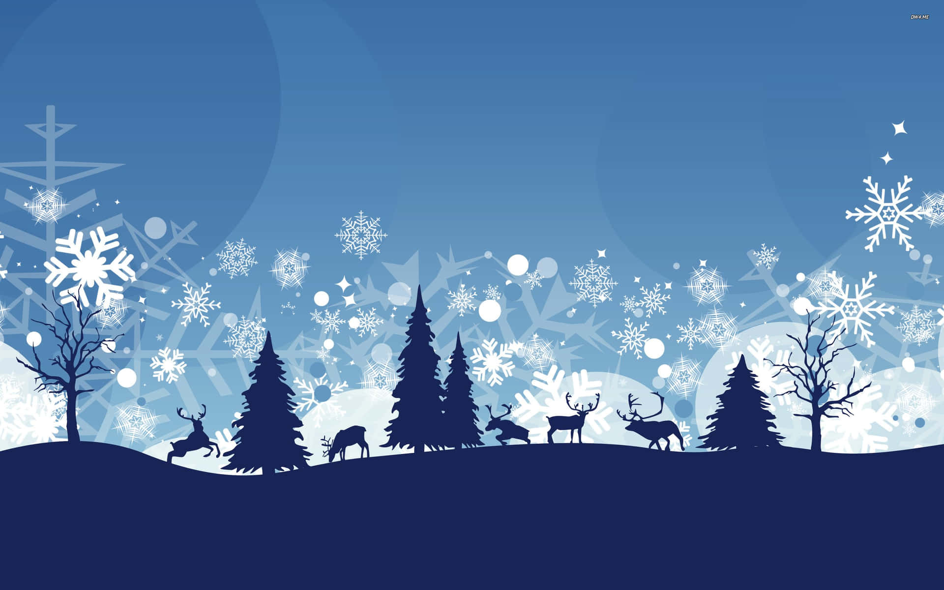 Download Simple Winter Christmas Scene Snowflakes Wallpaper