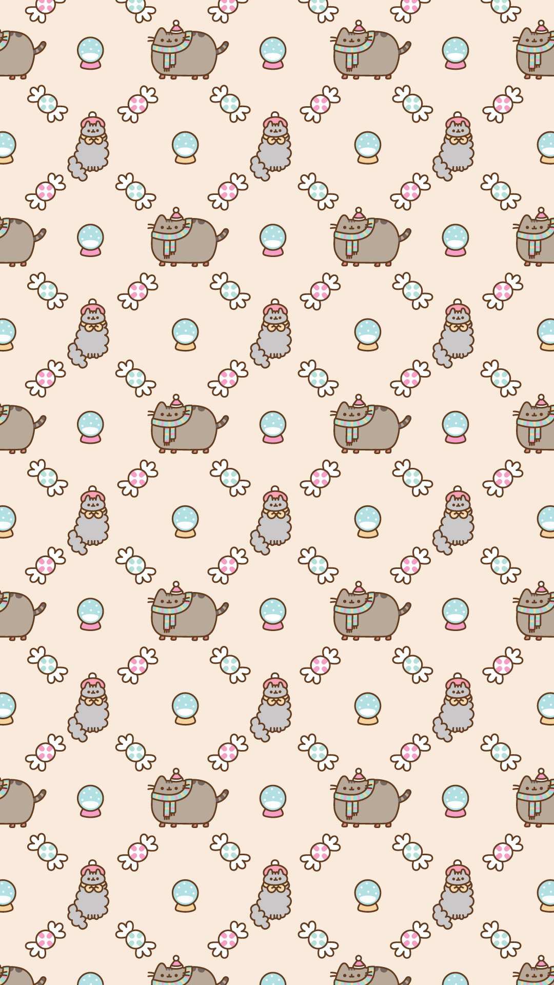 Wallpaper Pusheen, Christmas Day, Cat, White, Textile, Background Free Image