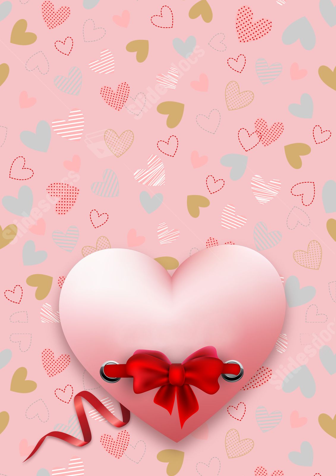 Romantic Valentine's Day Background With Pink Love Bow And Shaded Hearts Word And Google Docs For Free Download