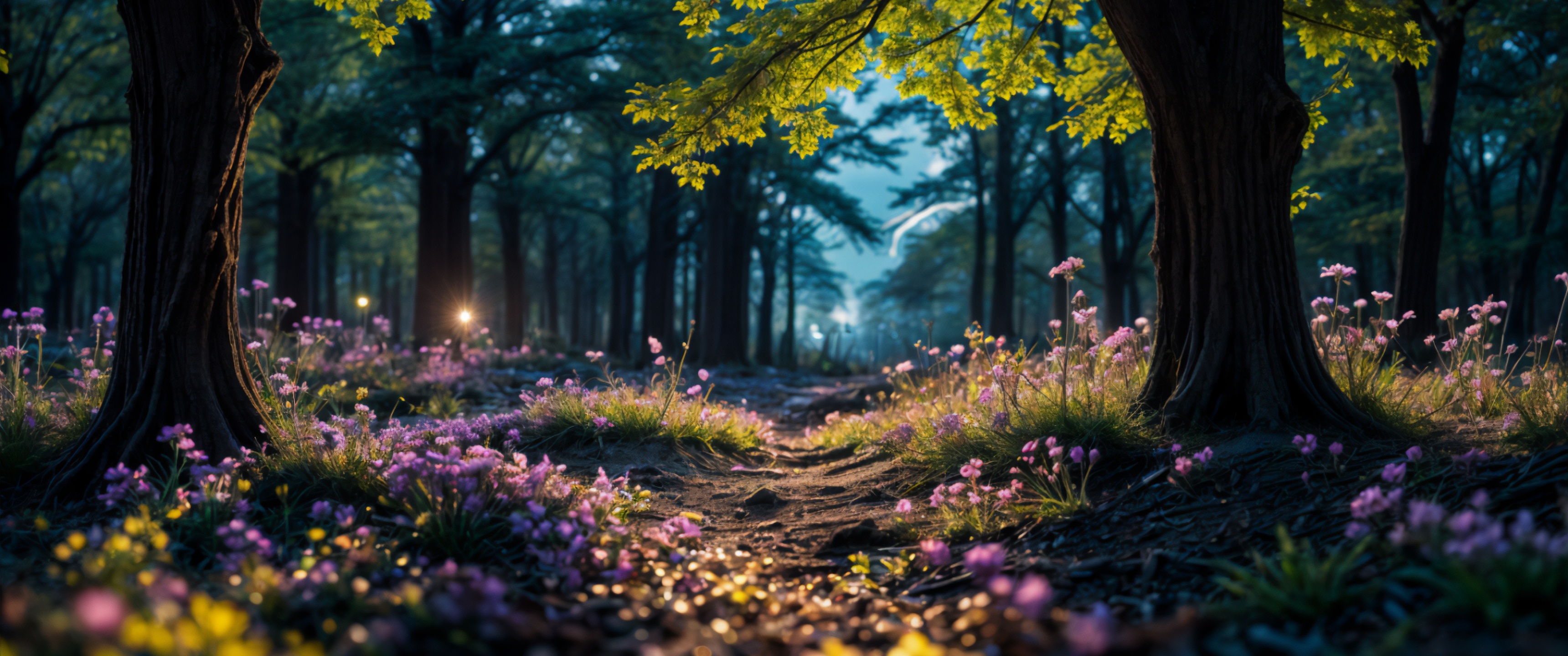 Spring Wallpaper 4K, Magical forest, AI art, Surreal