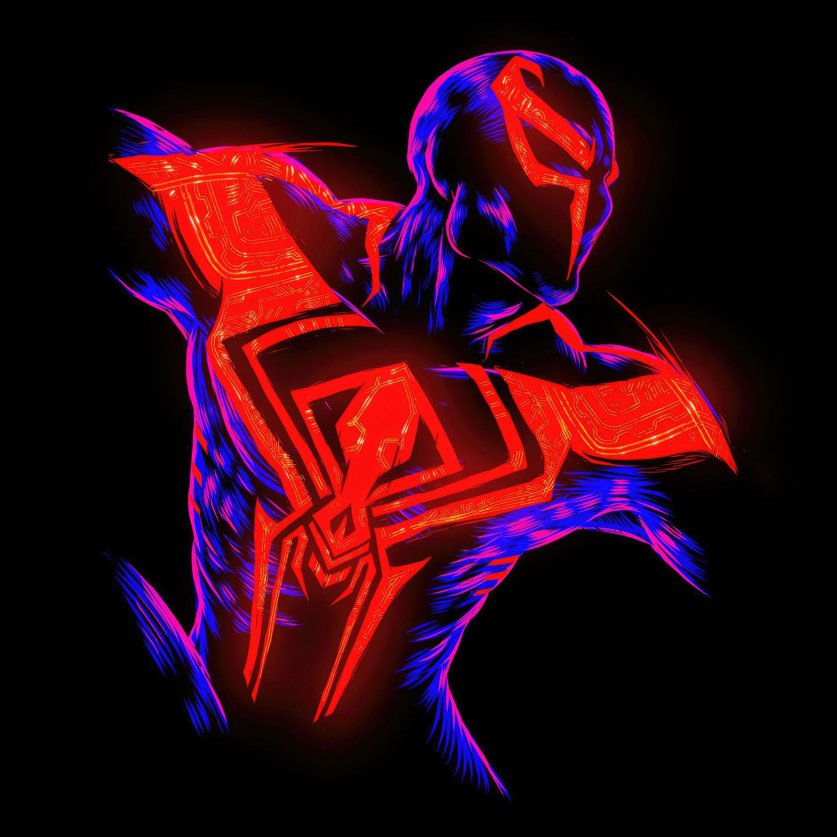 Spider Man 2099 Wallpaper 4K, 8K, AMOLED, 5K, Black Background