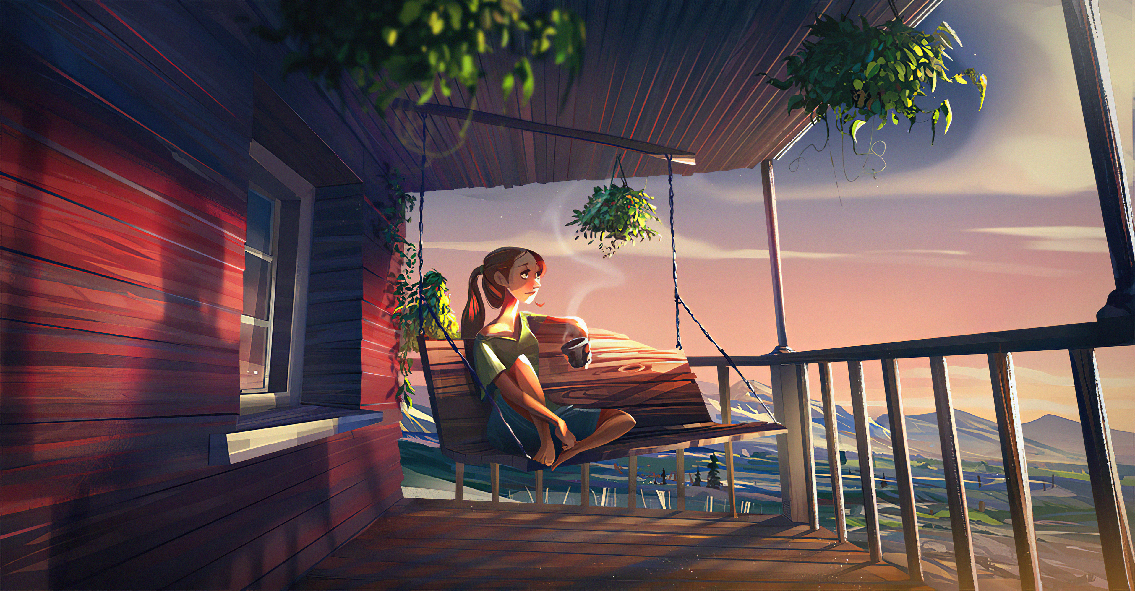 Wallpaper Girl Drinking Coffee, Coffee, Artist, Digital Art, Art, Background Free Image