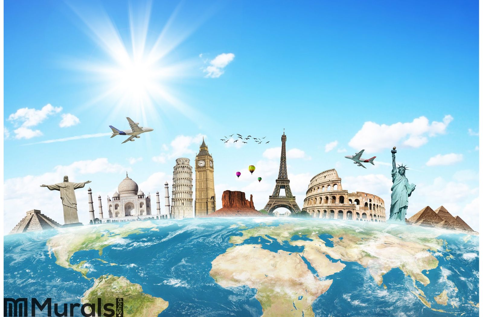Travel the world clouds concept Wall Mural