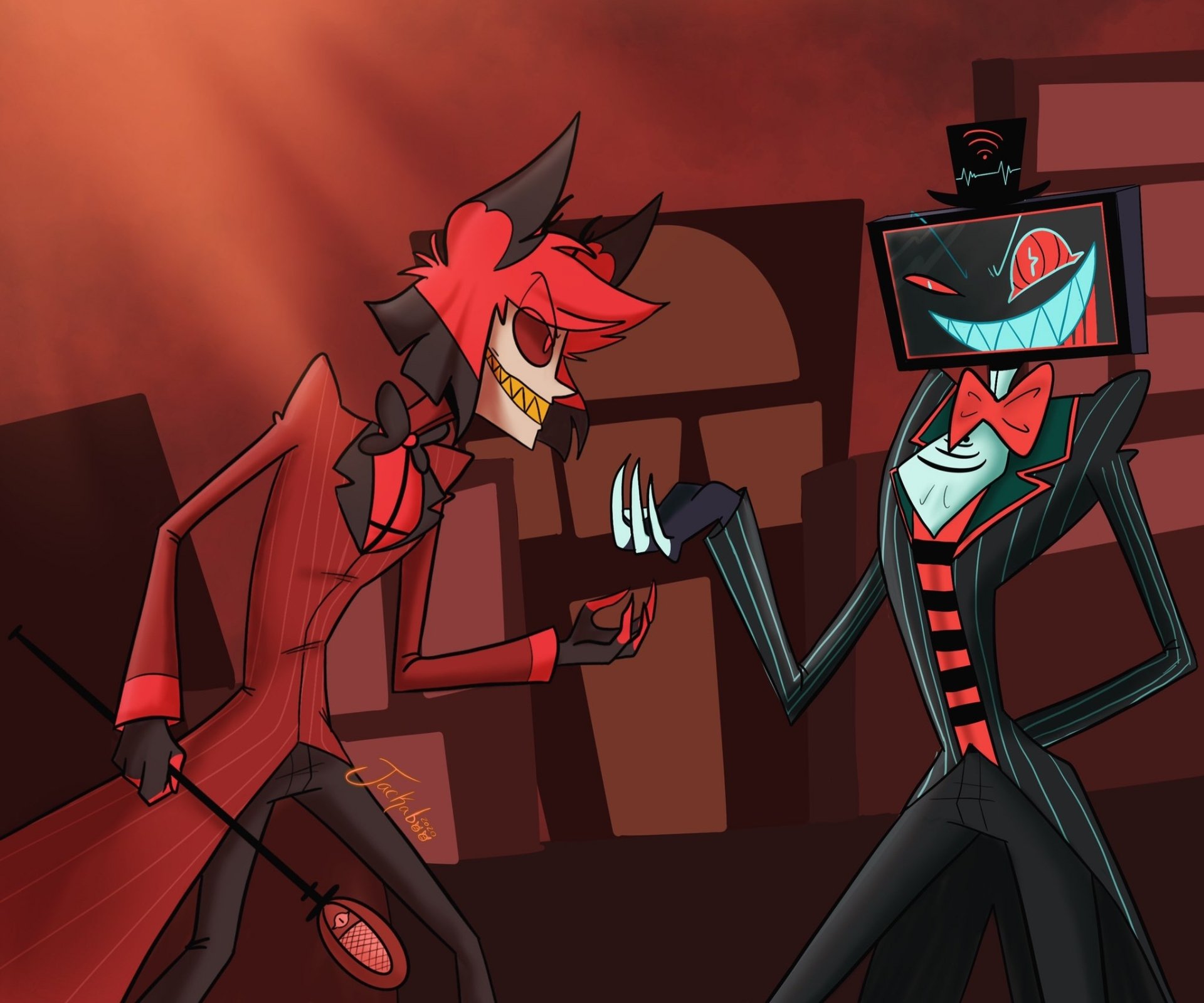 Download Vox (Hazbin Hotel) Alastor (Hazbin Hotel) TV Show Hazbin Hotel HD Wallpaper