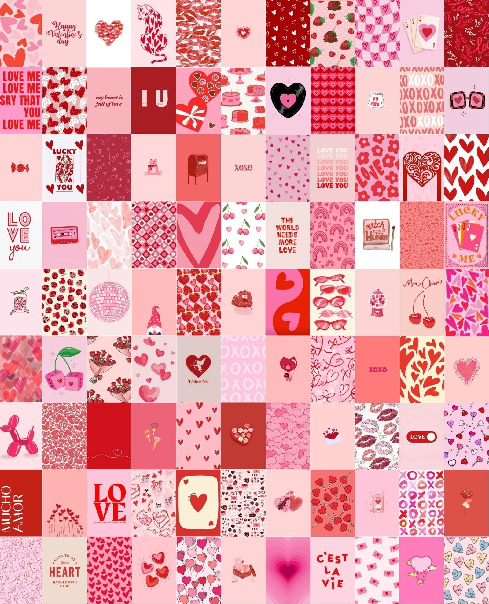 PCS. Valentine's Pink and Red Wall Poster Prints. Pastel Danish Aesthetic Photo Collage. Lovecore Preppy Collage. (DIGITAL DOWNLOAD)