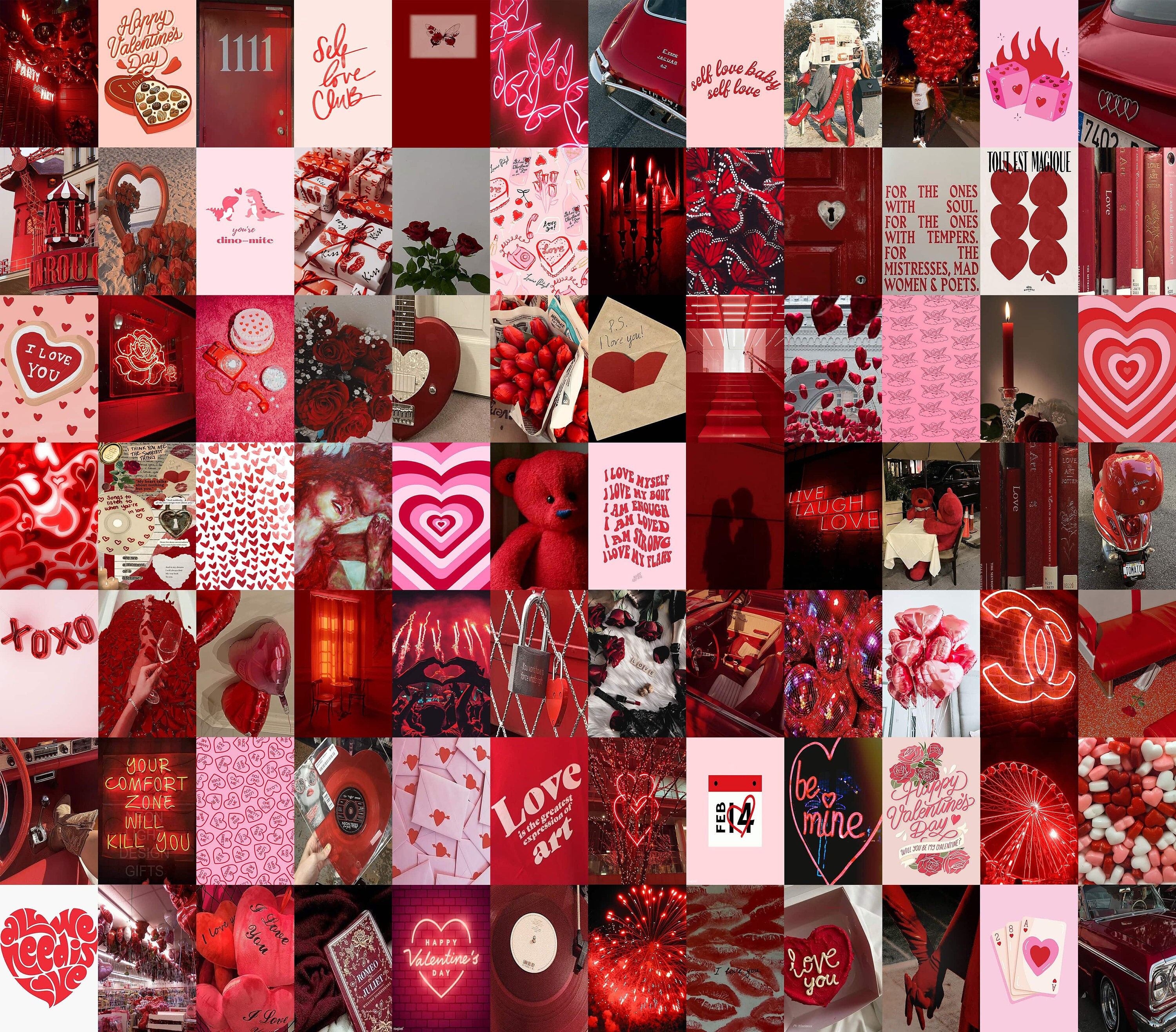 Lovecore Wall Collage Kit, Valentine's Day Collage Kit, Red Wall Collage, Red Aesthetic, Red Collage Kit (DIGITAL DOWNLOAD) 100 PCS