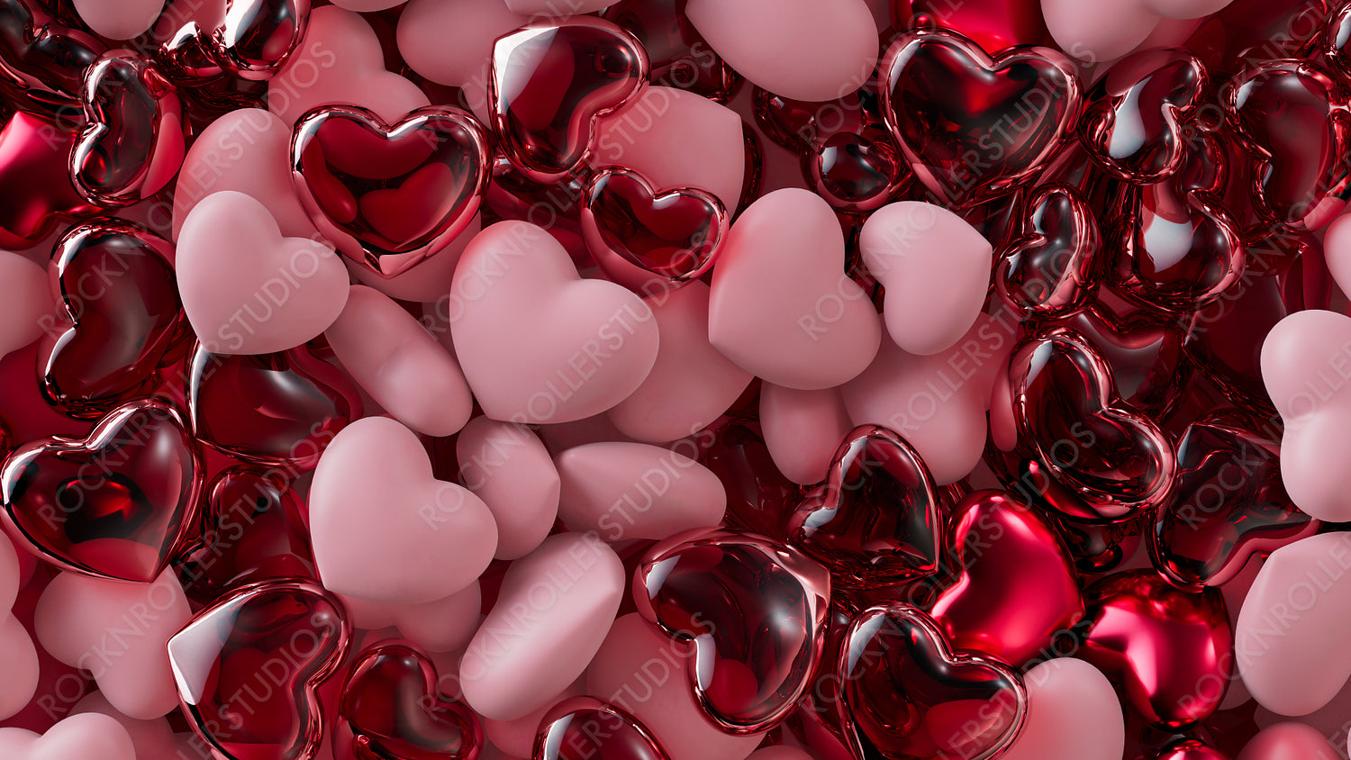Multicolored Heart background. Valentine Wallpaper with Pink, Red Glas