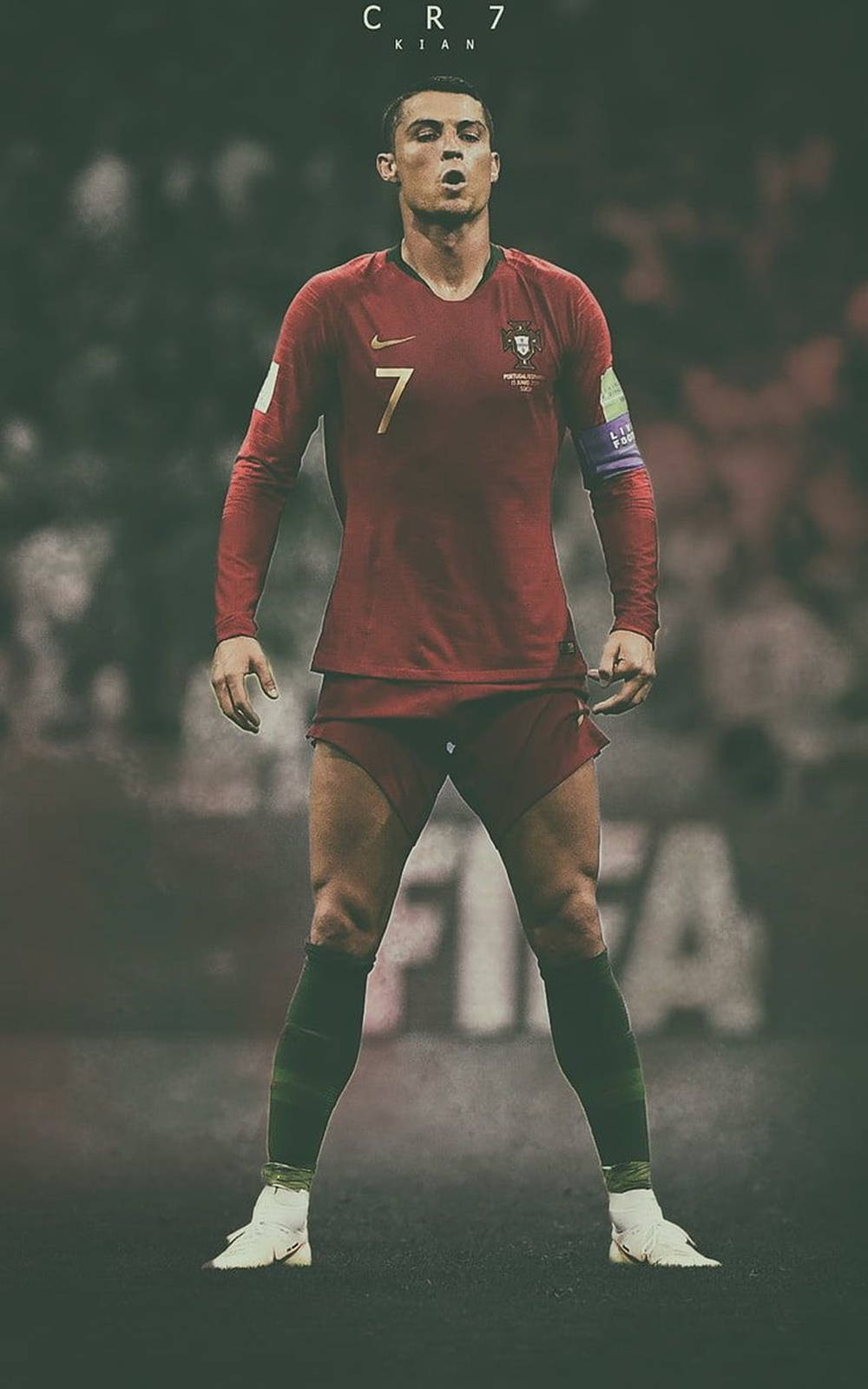 Download Cristiano Ronaldo Cool FPF Red Jersey Wallpaper