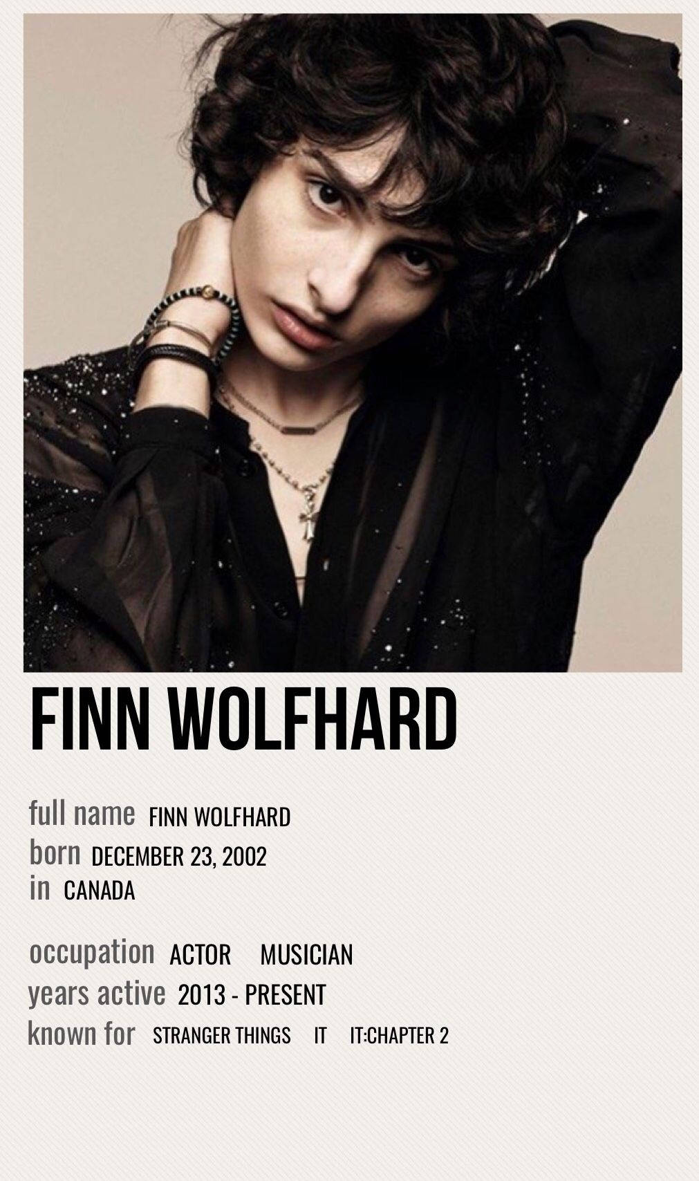 Download Finn Wolfhard Actor Card Wallpaper