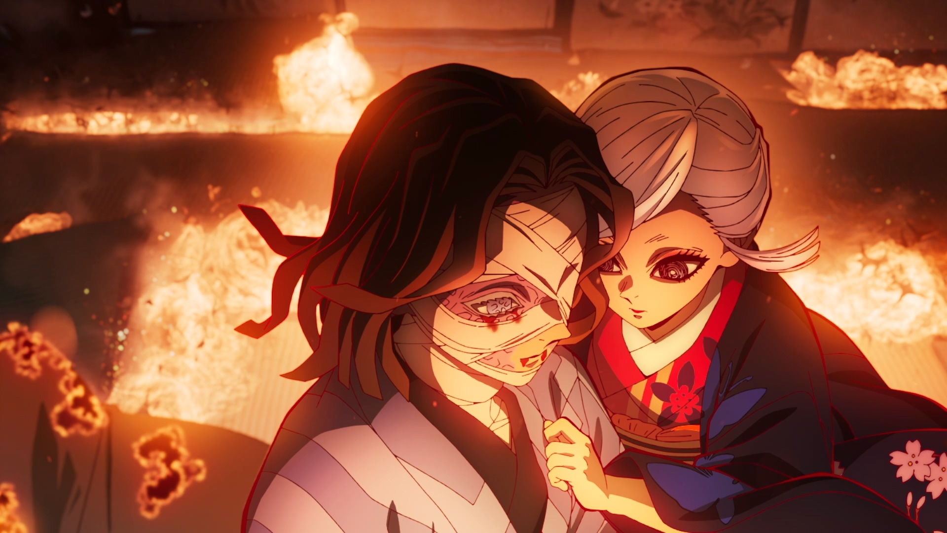 Demon Slayer HD Wallpaper: Kagaya Ubuyashiki's Fiery Anime Moment