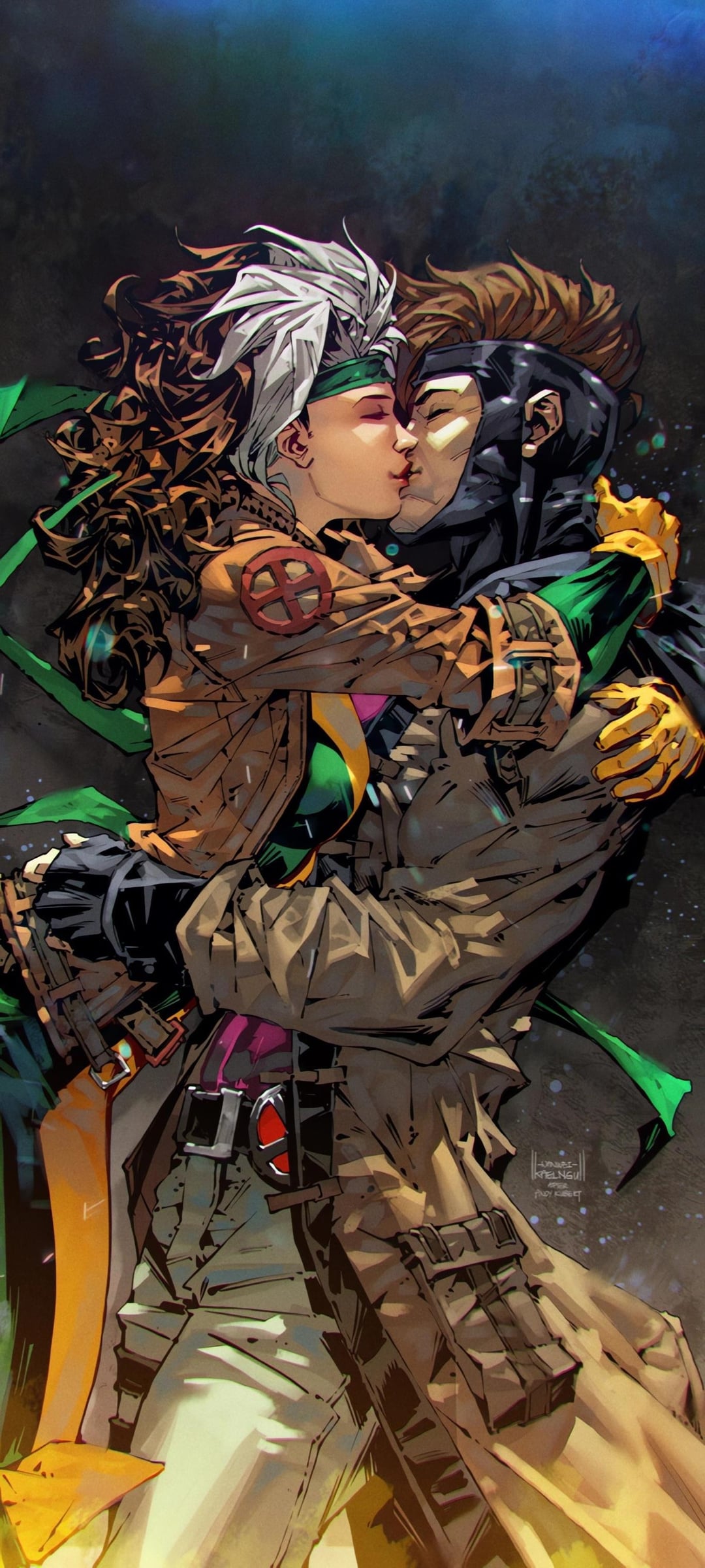 X Men, Gambit & Rogue Wallpaper (by Kael Ngu) [1366x3036]
