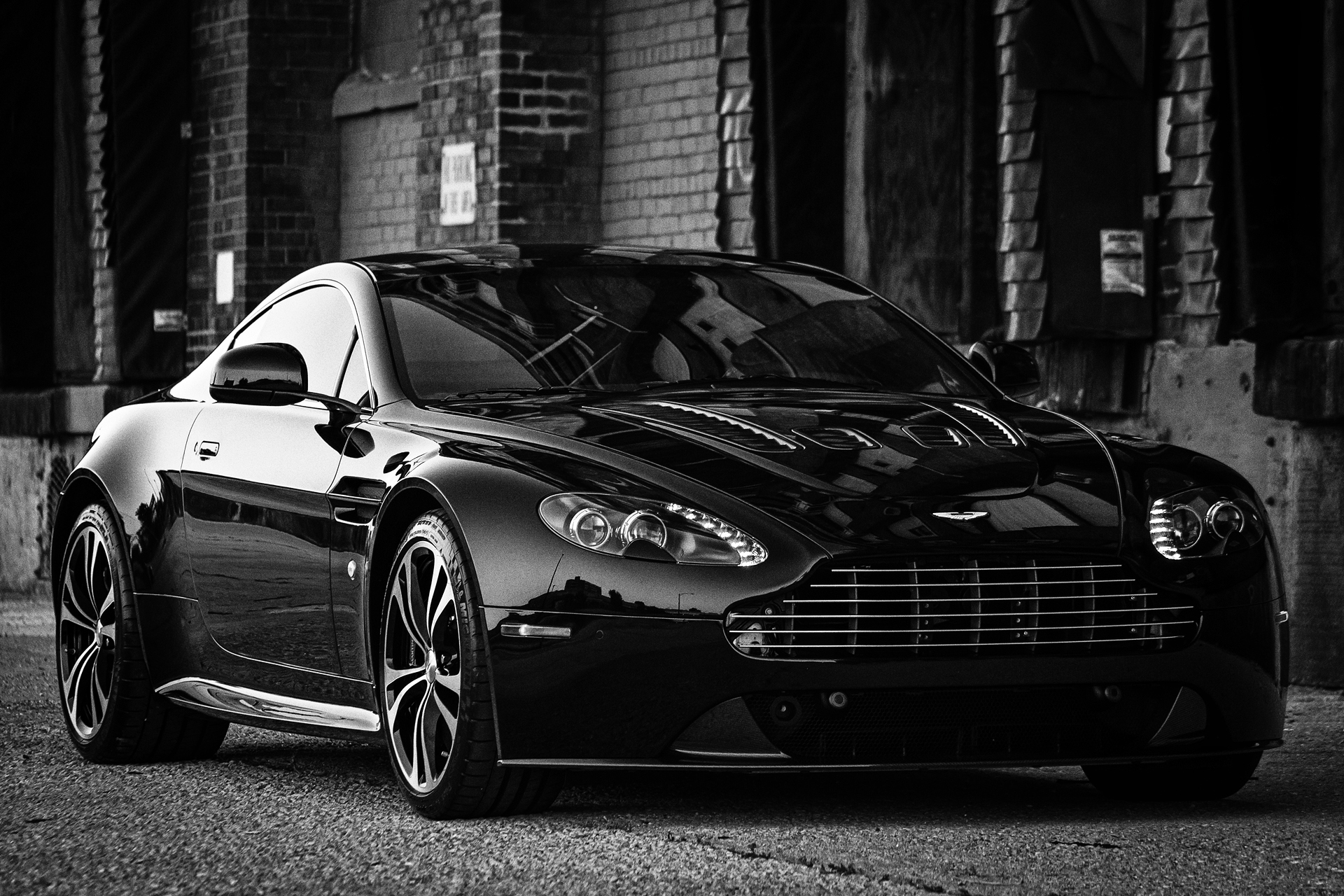 Wallpaper Aston Martin, black, V12, black and white photo, Vantage Carbon Edition for mobile and desktop, section aston martin, resolution 1920x1280