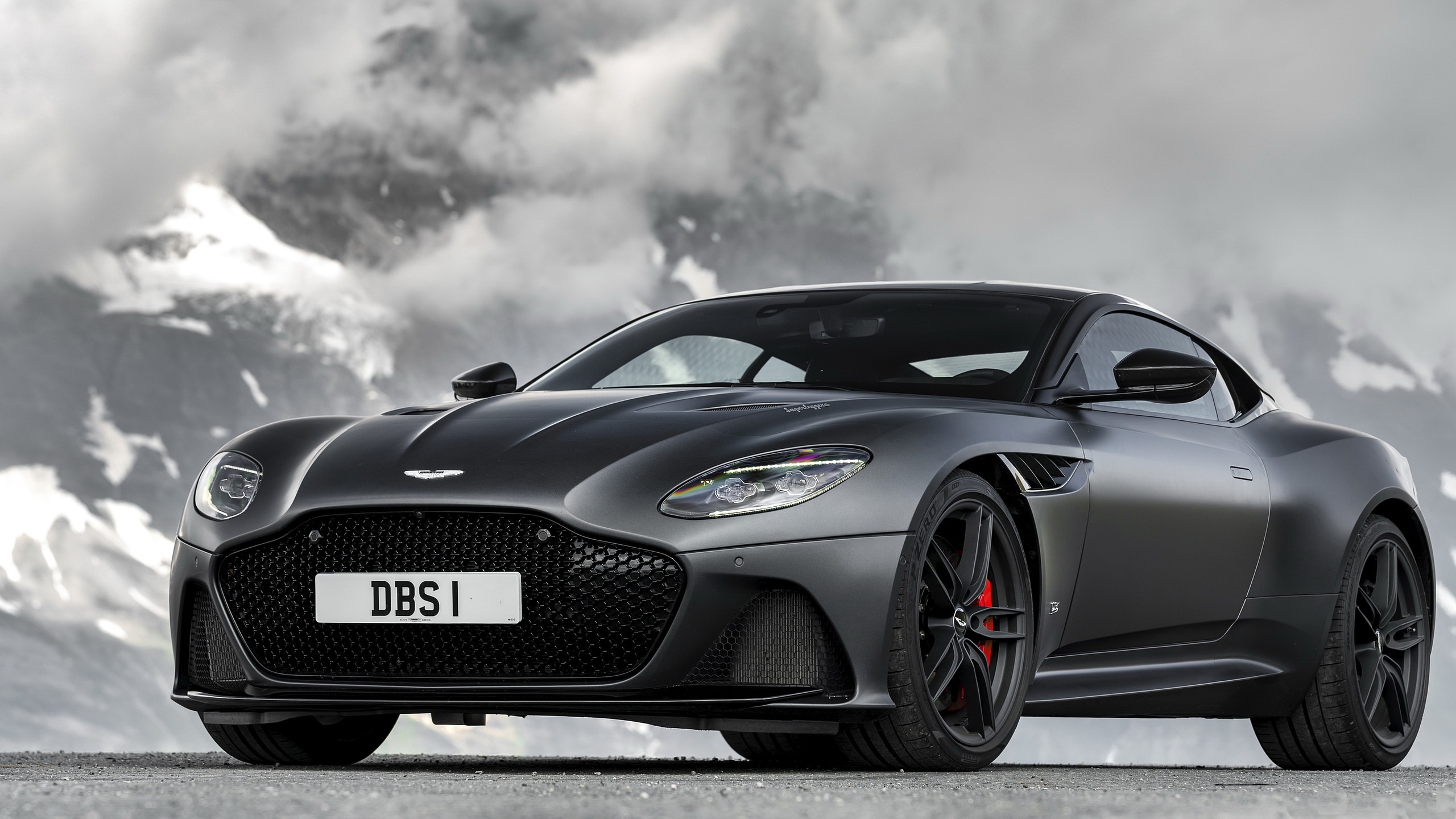 Wallpaper Aston Martin, DBS, Superleggera, black, Matte for mobile and desktop, section aston martin, resolution 2560x1440