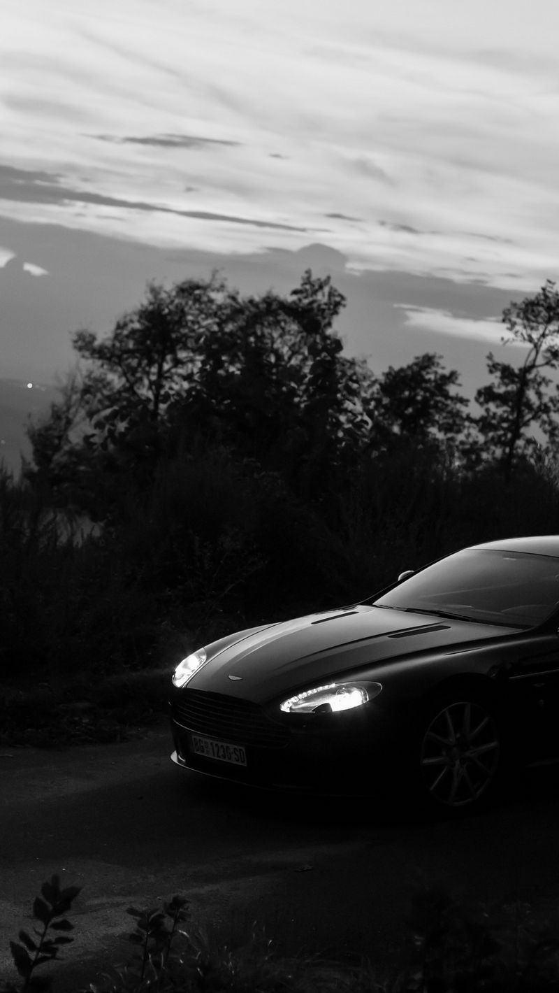 Download Wallpaper 800x1420 Aston Martin A8, Aston Martin, Bw, Machine, Black, Dark Iphone Se 5s 5c 5 For Parallax HD Background
