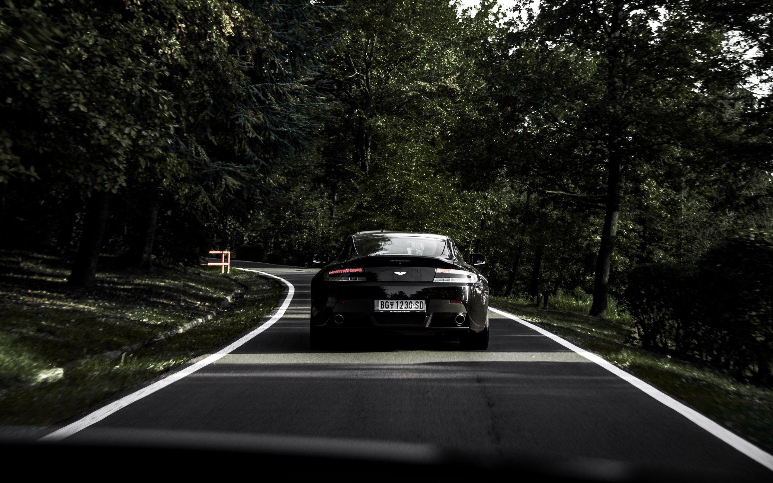 Download wallpaper 2560x1600 aston martin, car, black, road widescreen 16:10 HD background