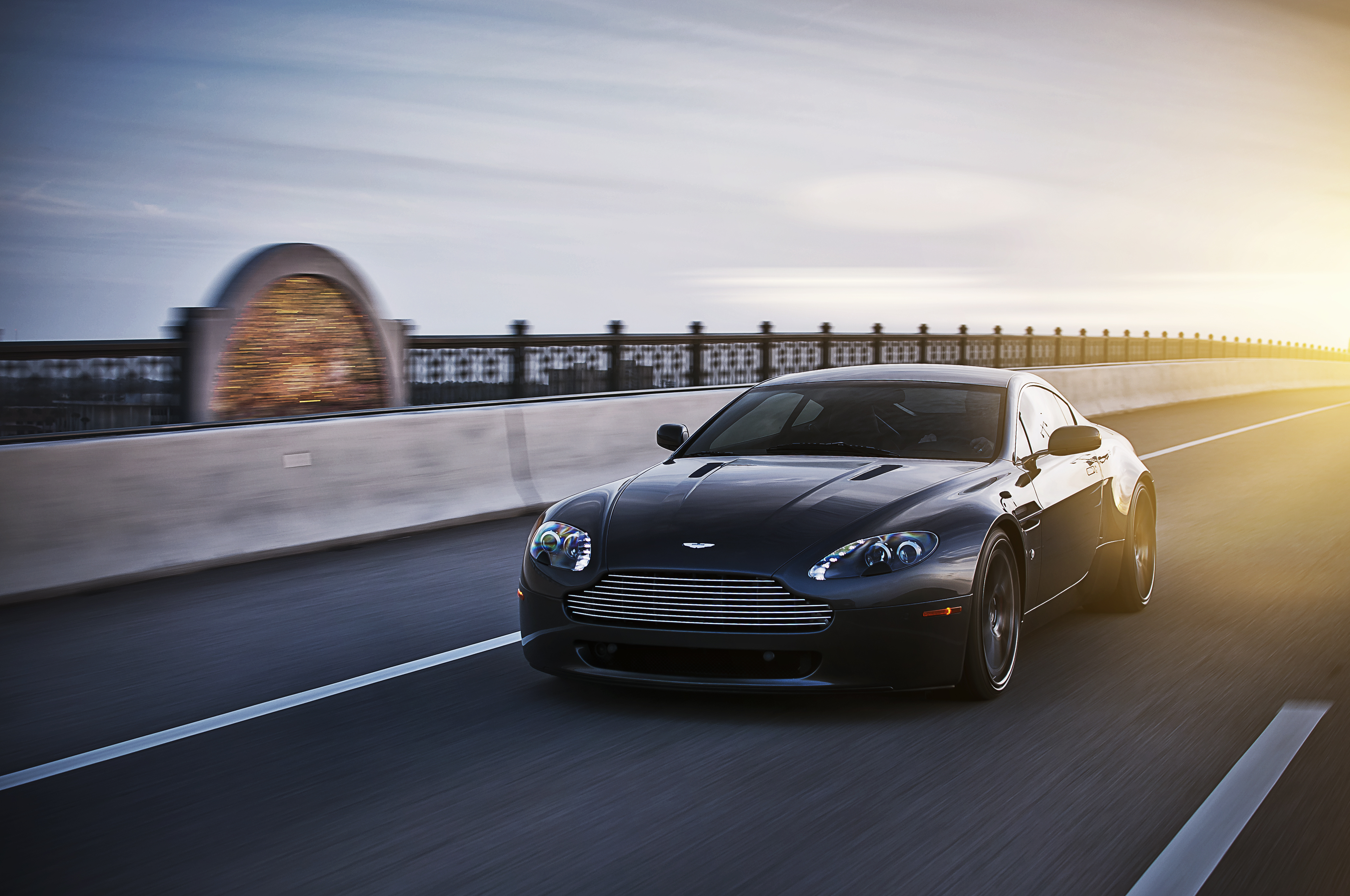 Wallpaper the sun, glare, Aston Martin, black, speed, Vantage, Aston Martin, black for mobile and desktop, section aston martin, resolution 4113x2731