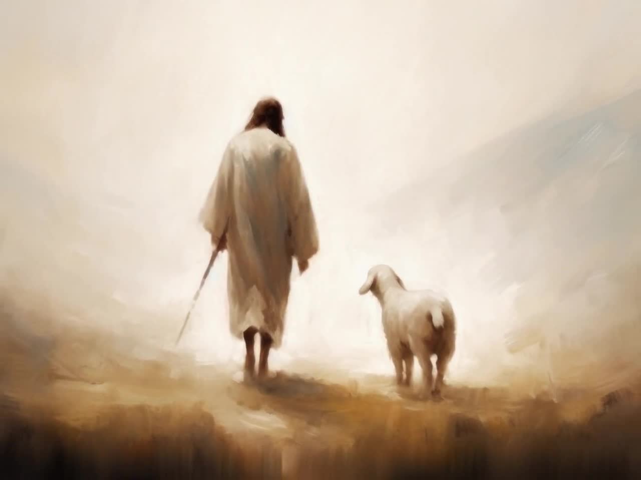 Jesus Leaves The 99. Digital Download. Follow Me. Parable of The Lost Sheep. Jesus Painting. Bible Art. Christian Wall Art
