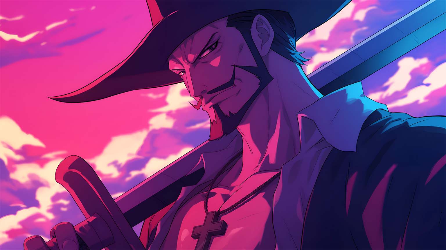 Dracule Mihawk One Piece Epic Gaze Desktop Wallpaper