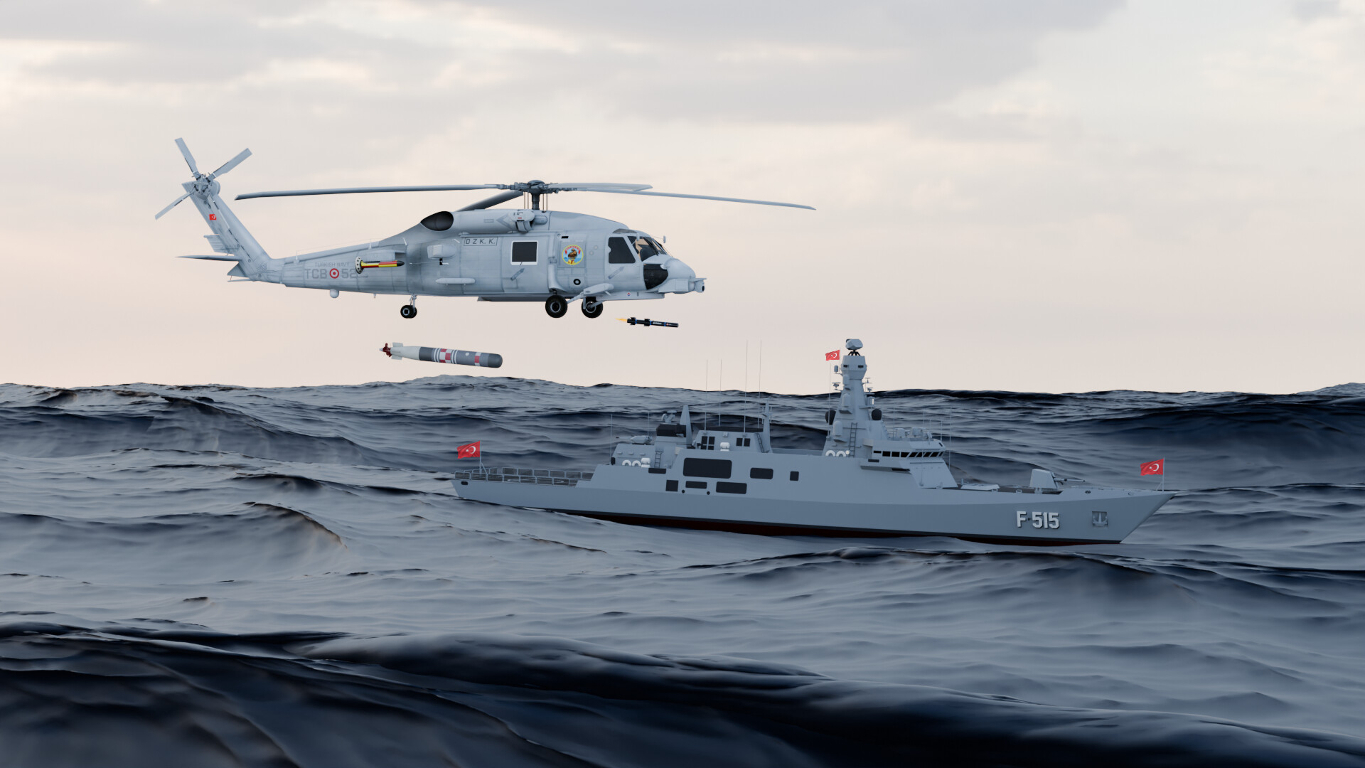 Sikorsky SH 60 Seahawk & TCG Istanbul F 515 Frigate Naval Forces