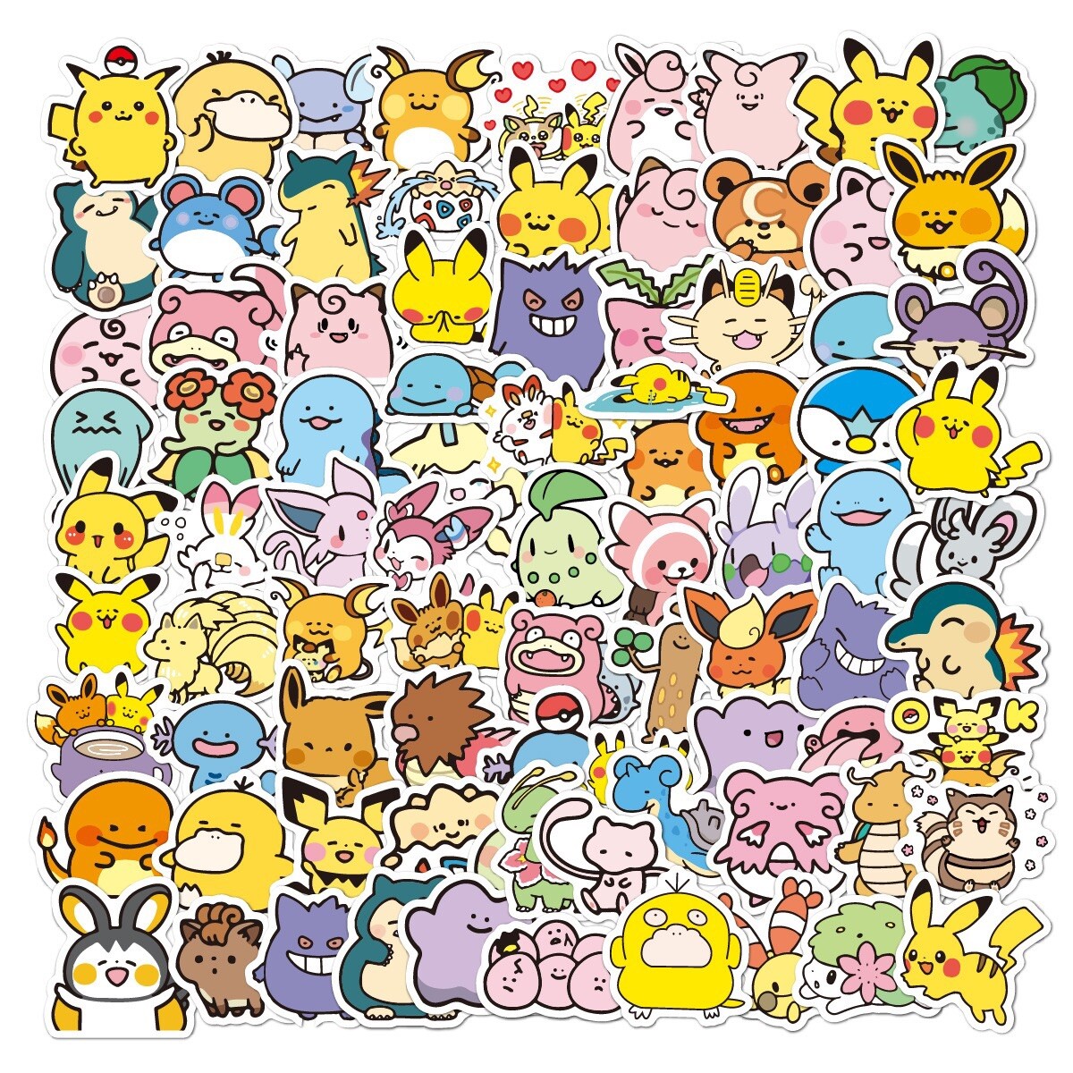 Anime Pokémon Pocket Monster Chibi Cartoon Cute Stickers Decal Decoration