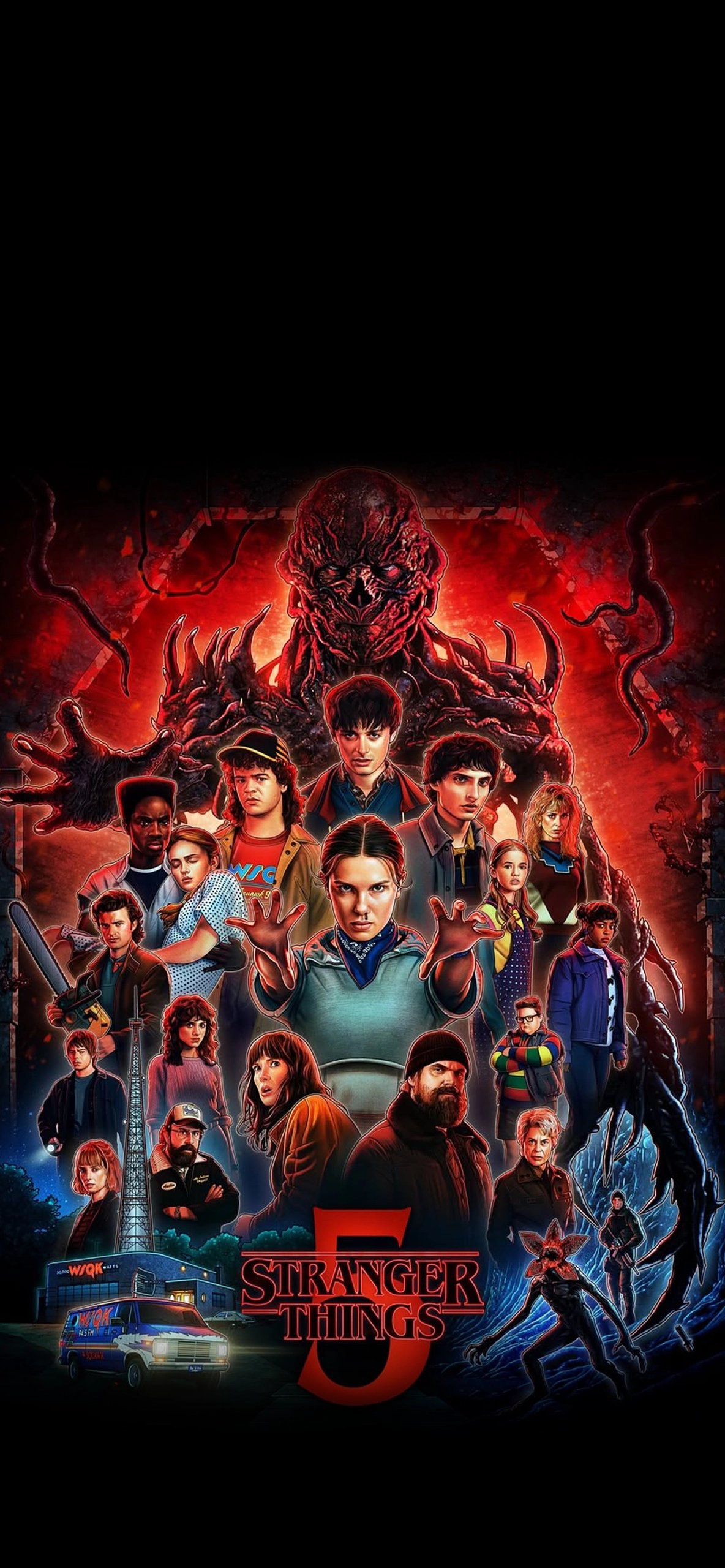 Stranger Things Full Cast Red Poster