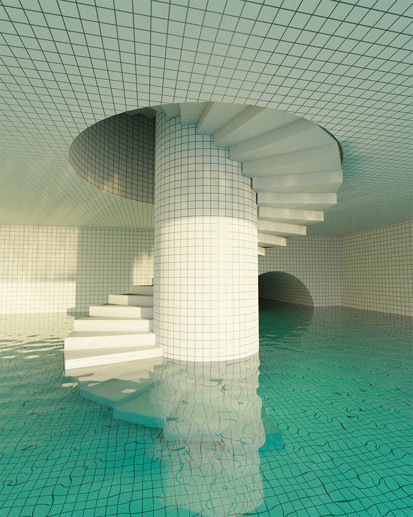 diving into jared pike's imaginary liminal interiors & pool dreamscapes