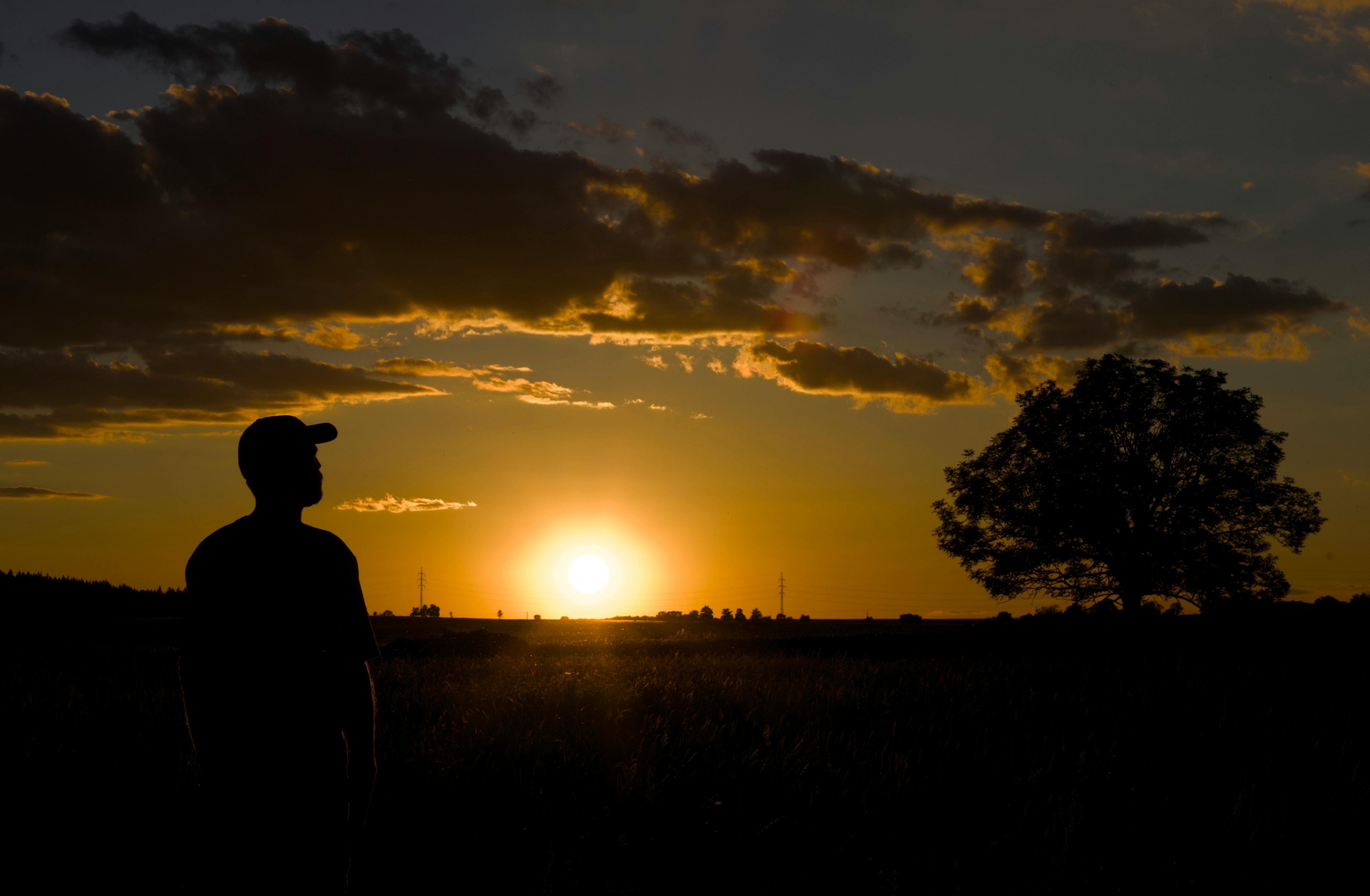 Silhouette of a Boy During Sunset · Free