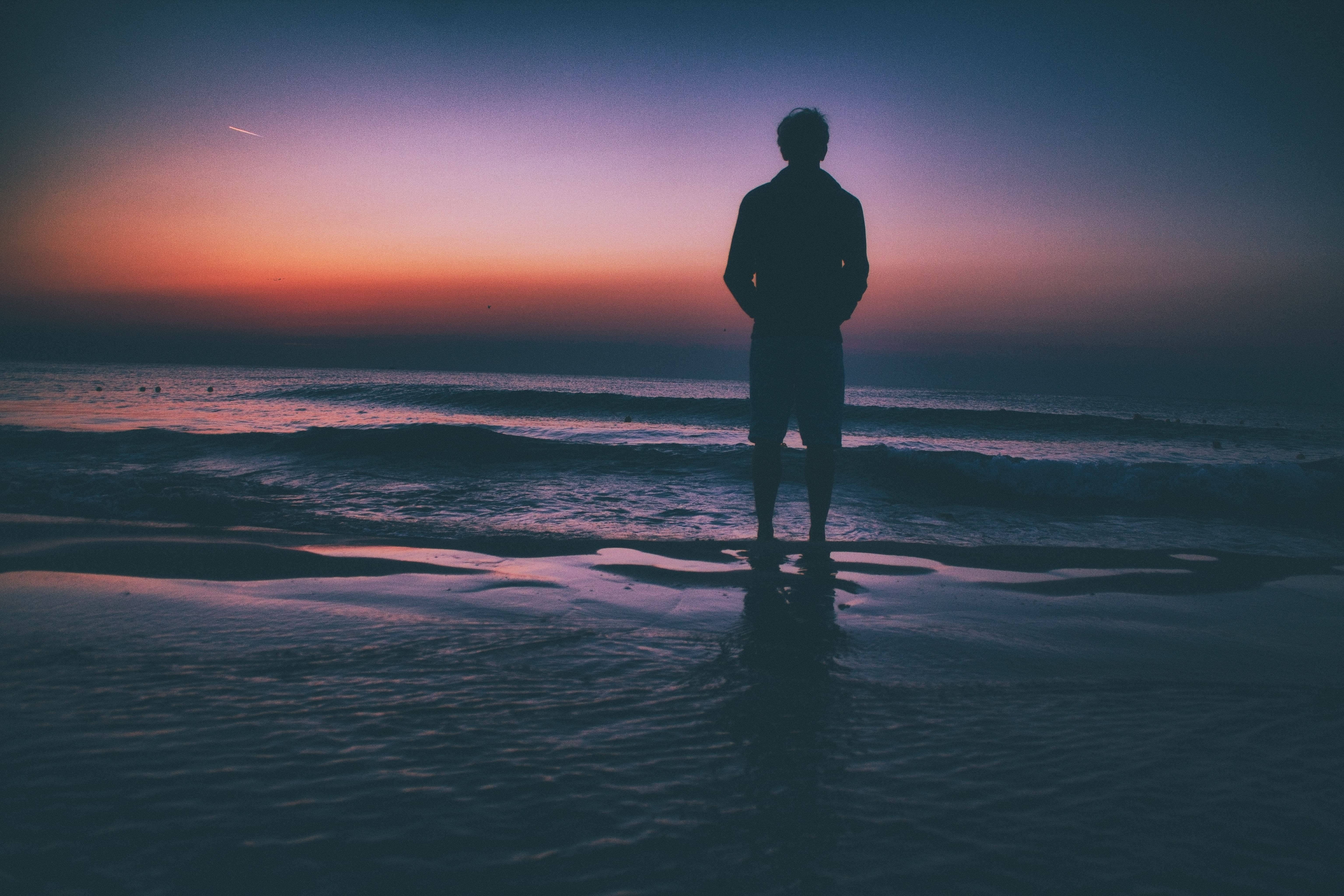 Download Sunset At Beach Alone Phone Background Wallpaper