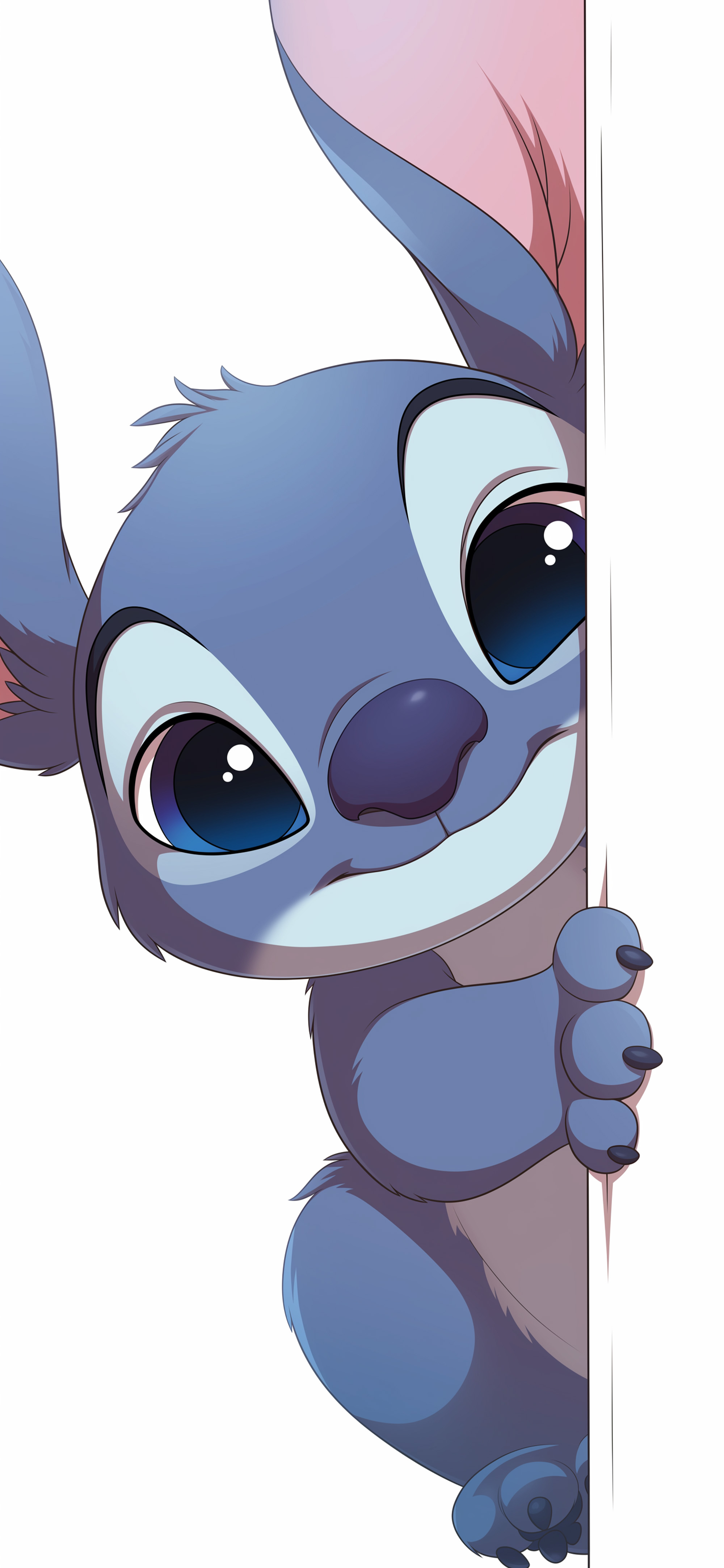 Stitch Peeking Wall Cute Cartoon Style Wallpaper