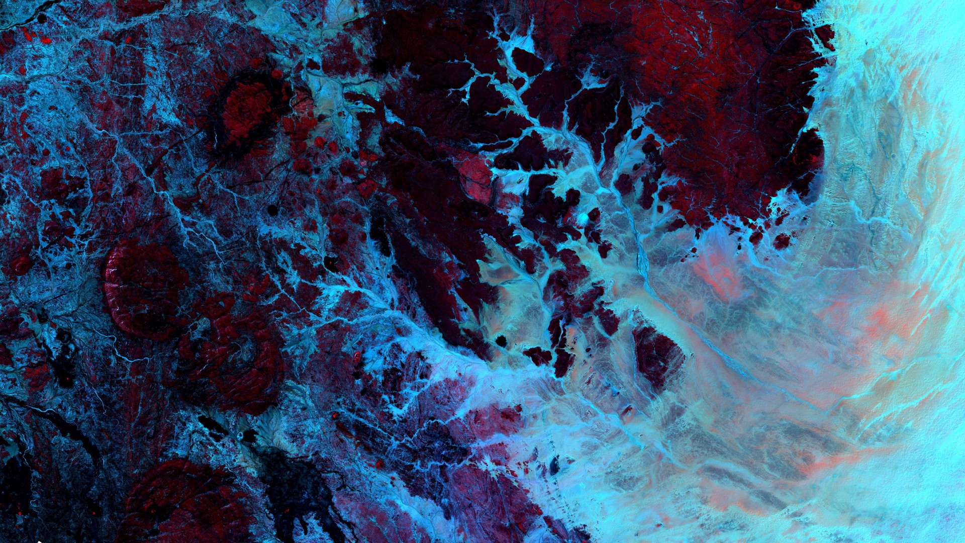 Dark Maroon Blue Paint Mixed Stains Abstraction 4K HD Abstract Wallpaper