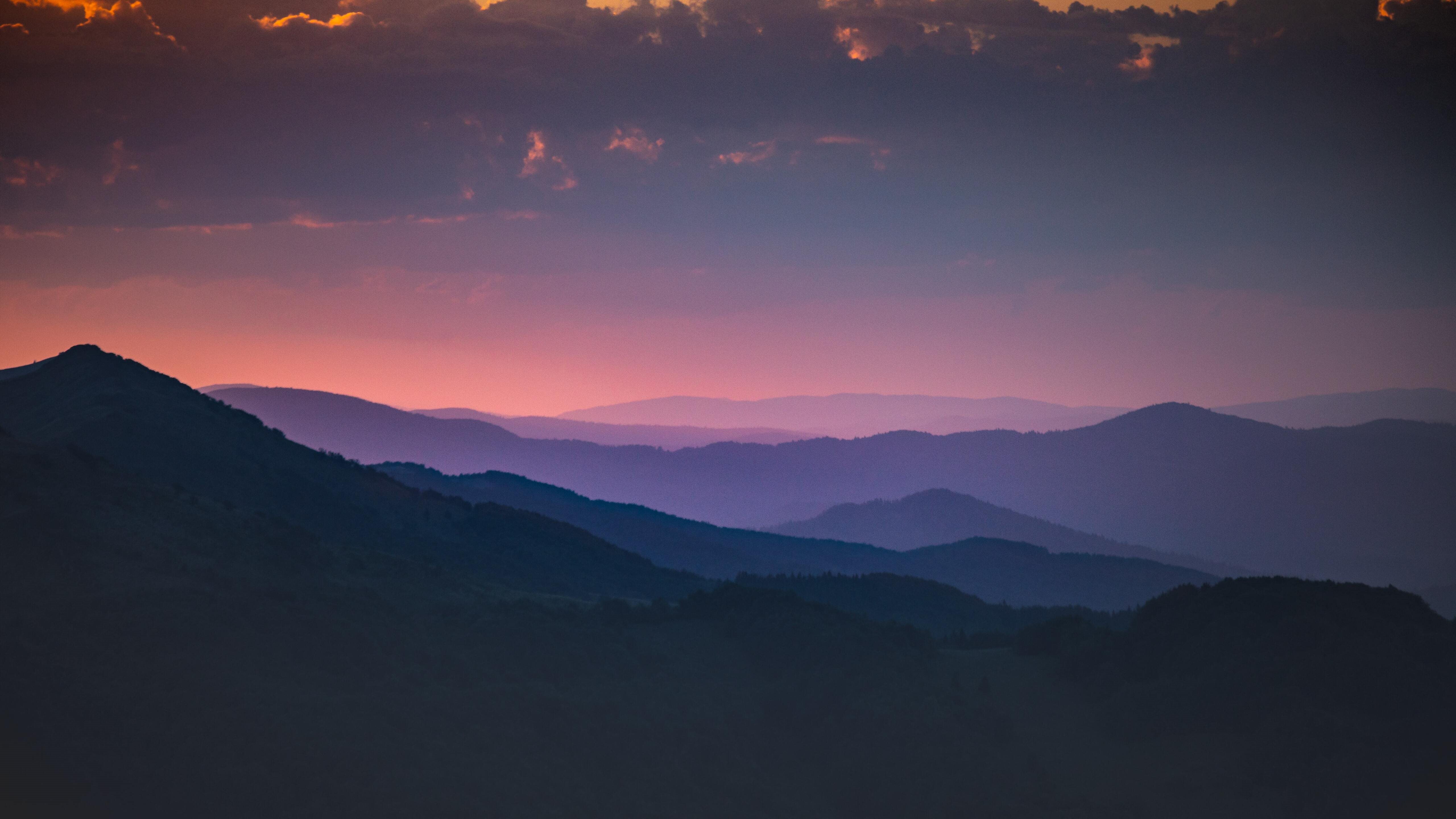 morning shades of pink mountains 5k MacBook Air Wallpaper Download