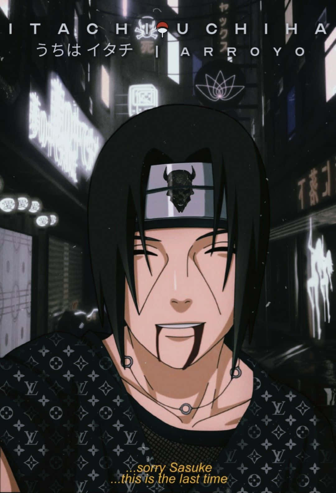 Download Itachi Aesthetic Blood Coming Out From Mouth While Apologizing To Sasuke Wallpaper