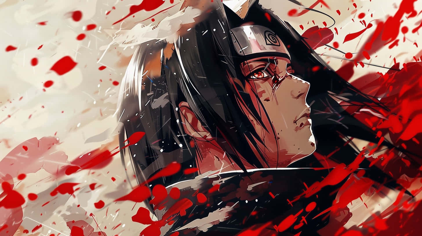 Download Itachi Uchiha Blood Splatter Art Wallpaper