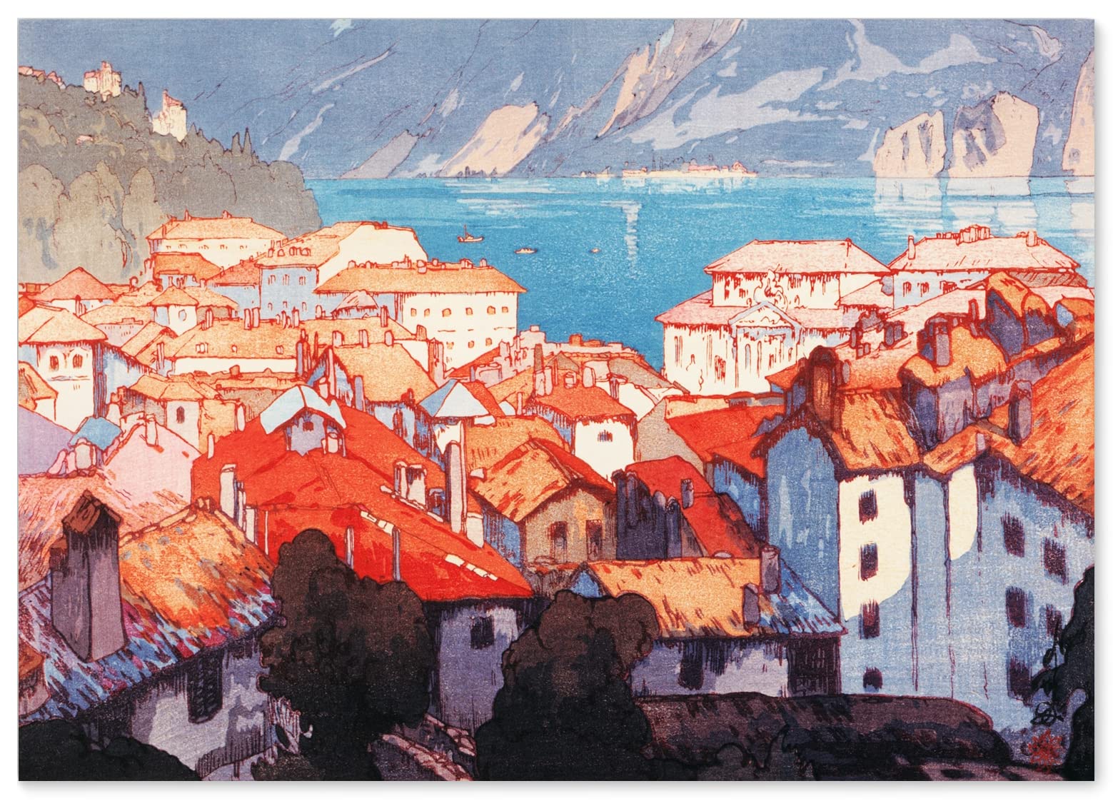 Amazon.co.jp: Hiroshi Yoshida Poster Reproduction Lugano Cho (Nihonga) A3 Size [Made In Japan] [Interior Wallpaper] Painting Art Wallpaper Poster