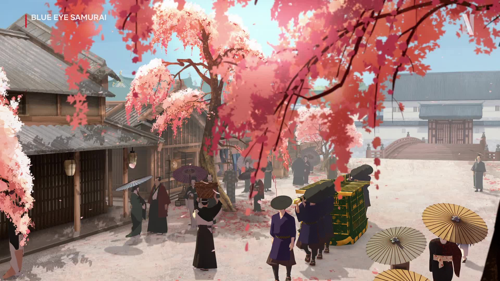 Anime Blue Eyed Samurai Under Cherry Blossoms