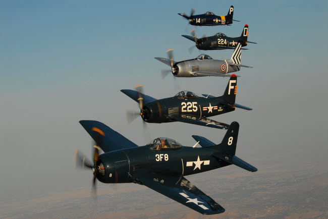 Formation Of Grumman F8F Bearcats Flying Over Chino, California Poster Print By Phil Wallick Stocktrek Image # VARPSTPWA100069M