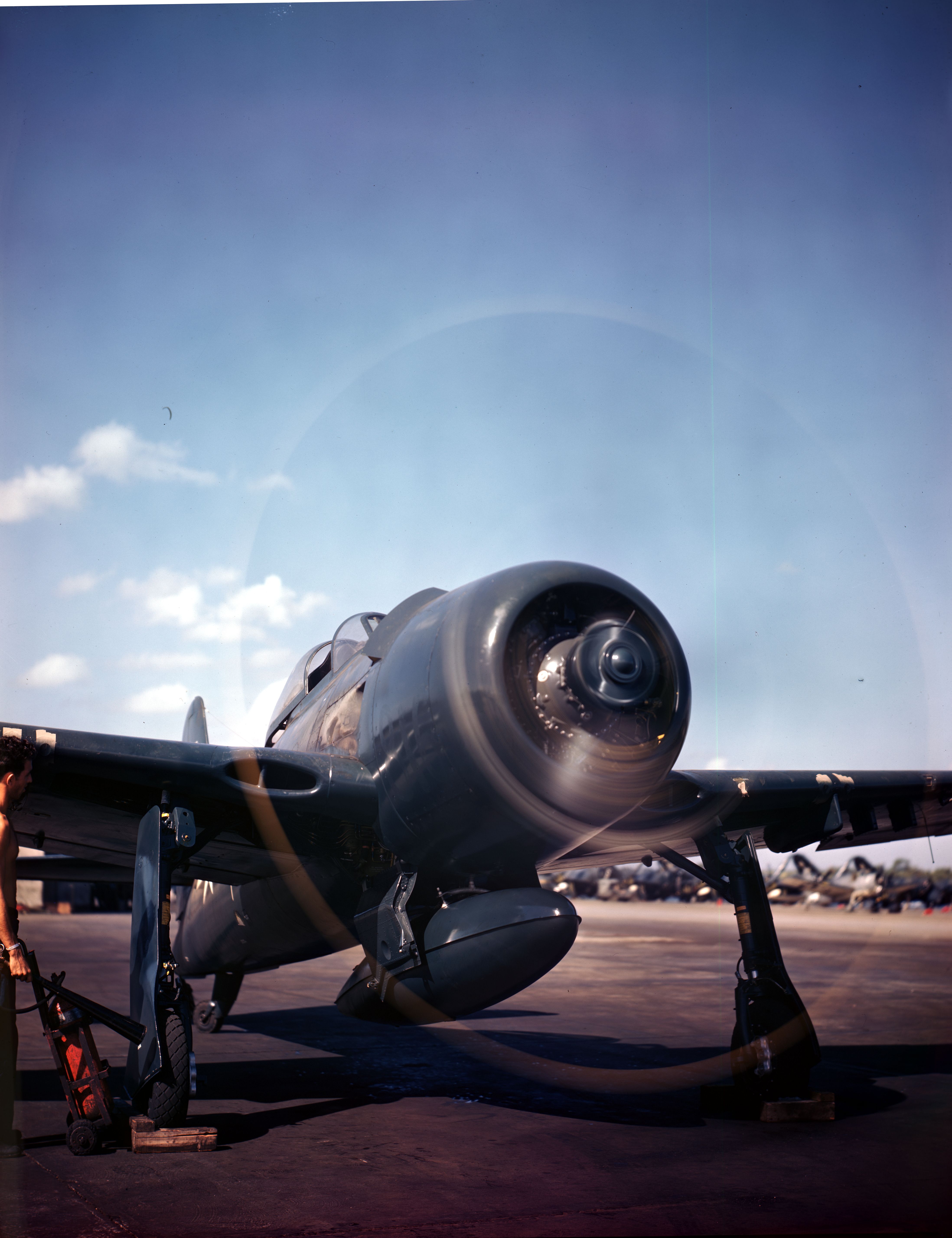 Grumman F8F 1 Bearcat Is Warming Up Its Engine, Circa 1945 (80 G K 15900)