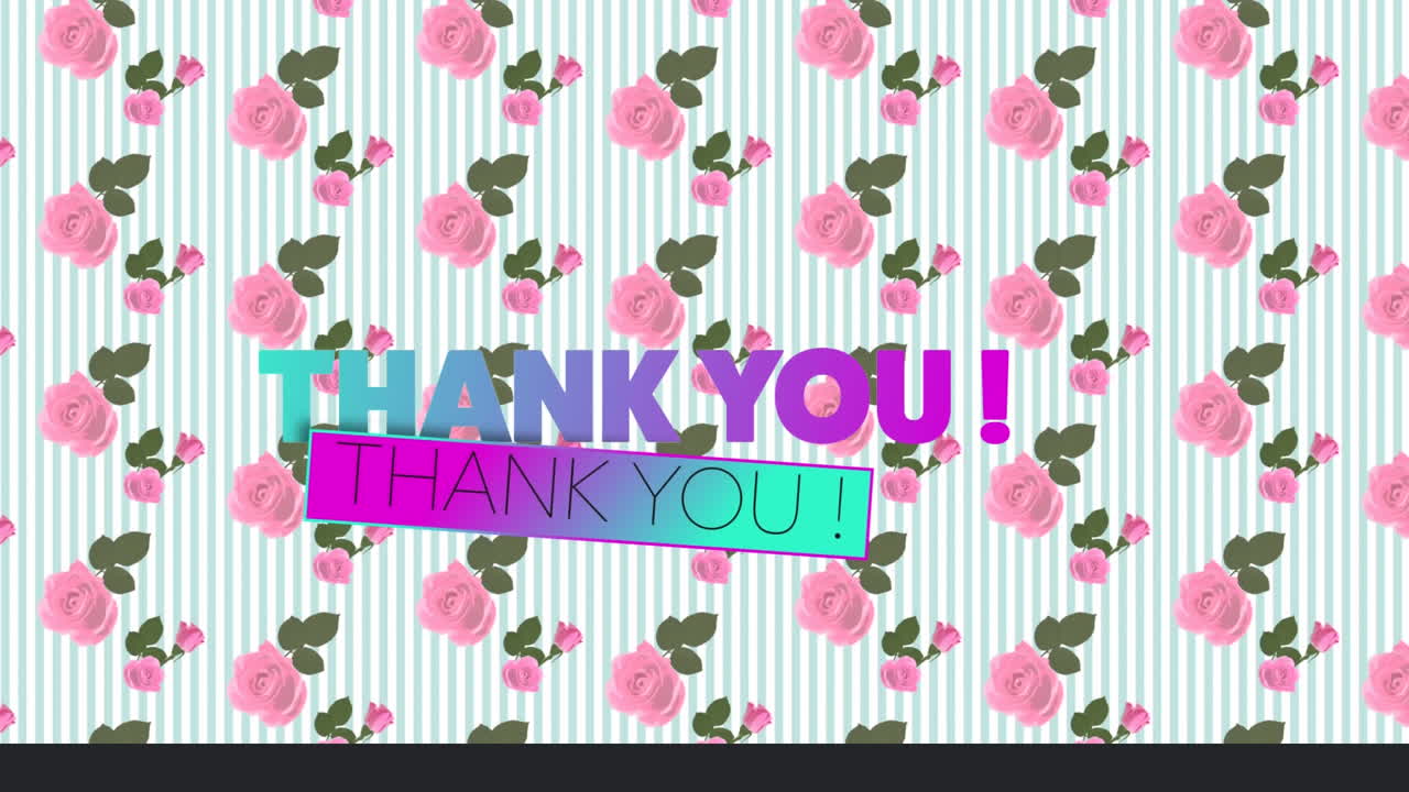 Thank you card with watercolor flower border