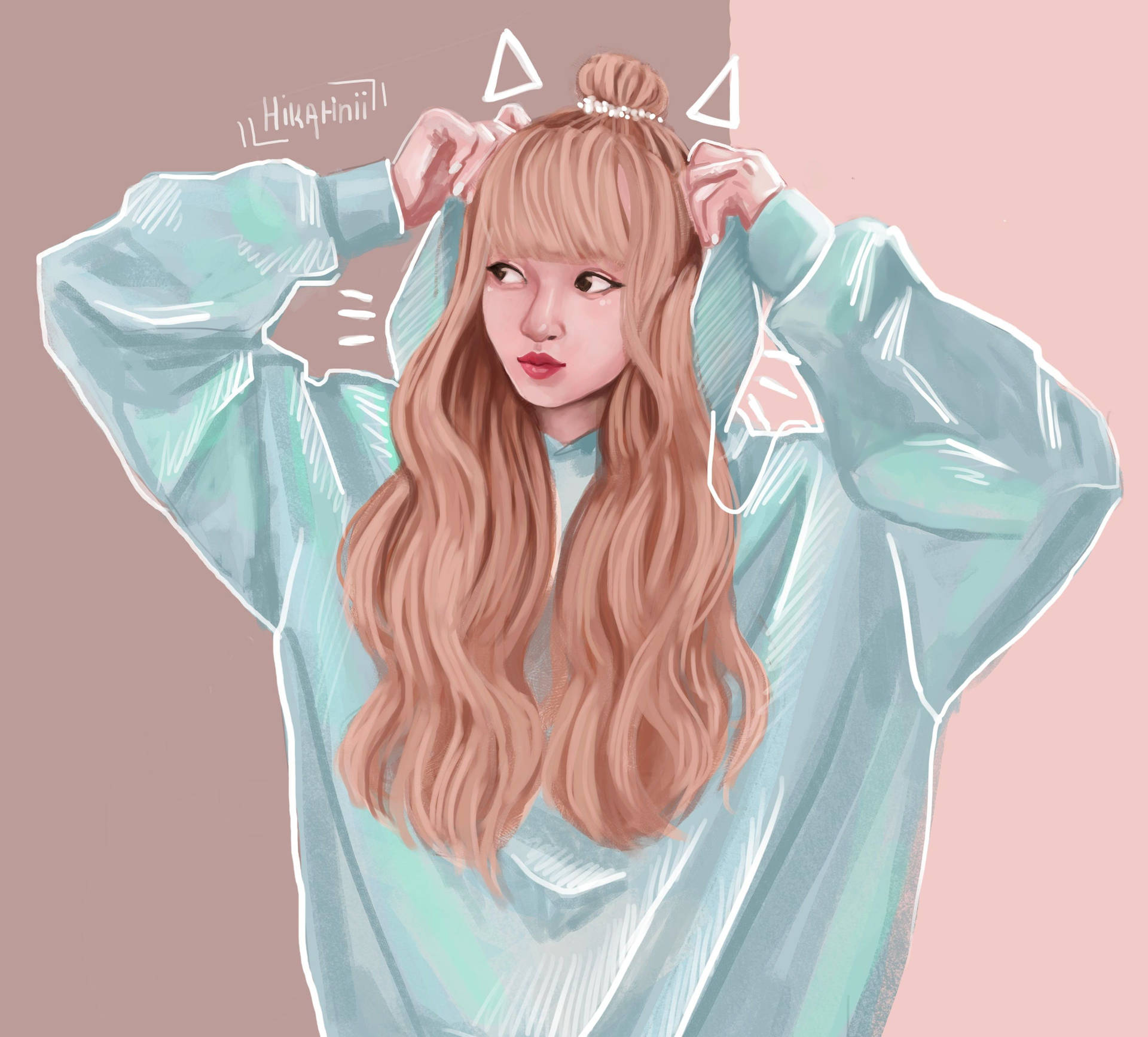 Download Lisa Of Blackpink Anime Cat Version Wallpaper