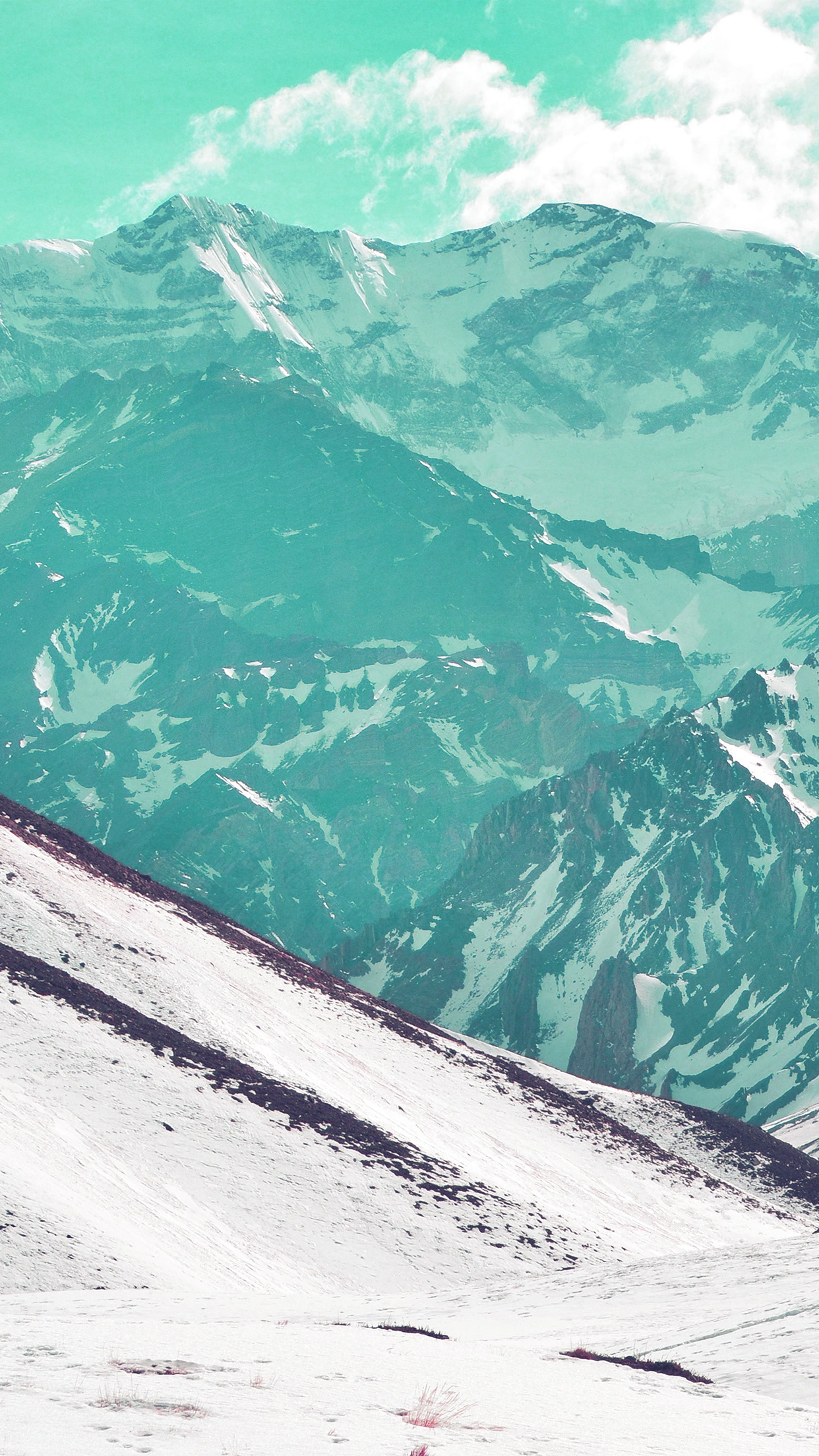 iPhone X wallpaper. snow mountain art nature winter green