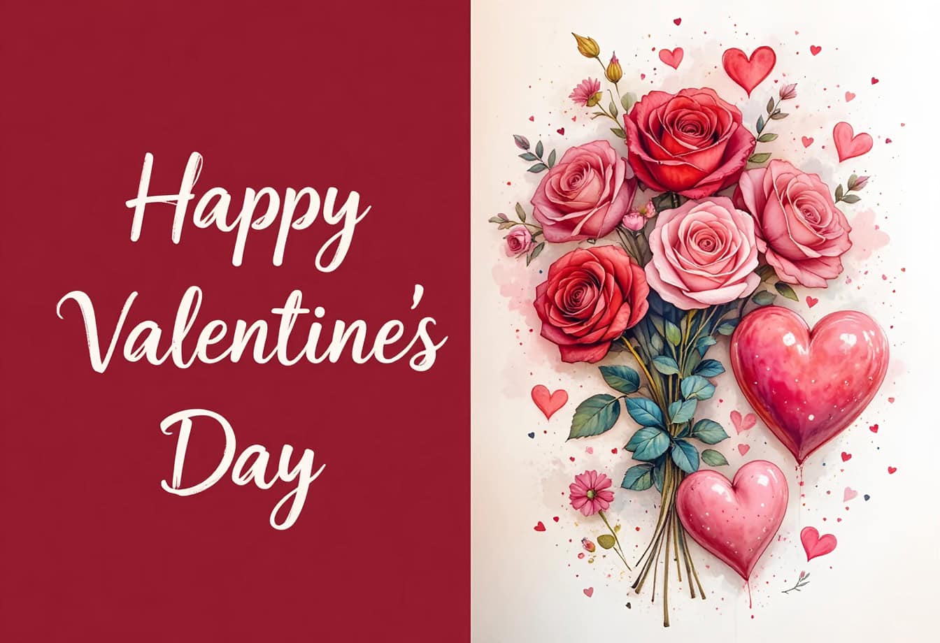 Free Picture: A Valentine's Day Postcard With White Text On Maroon Red Background, A Valentine's Day Visual Concept