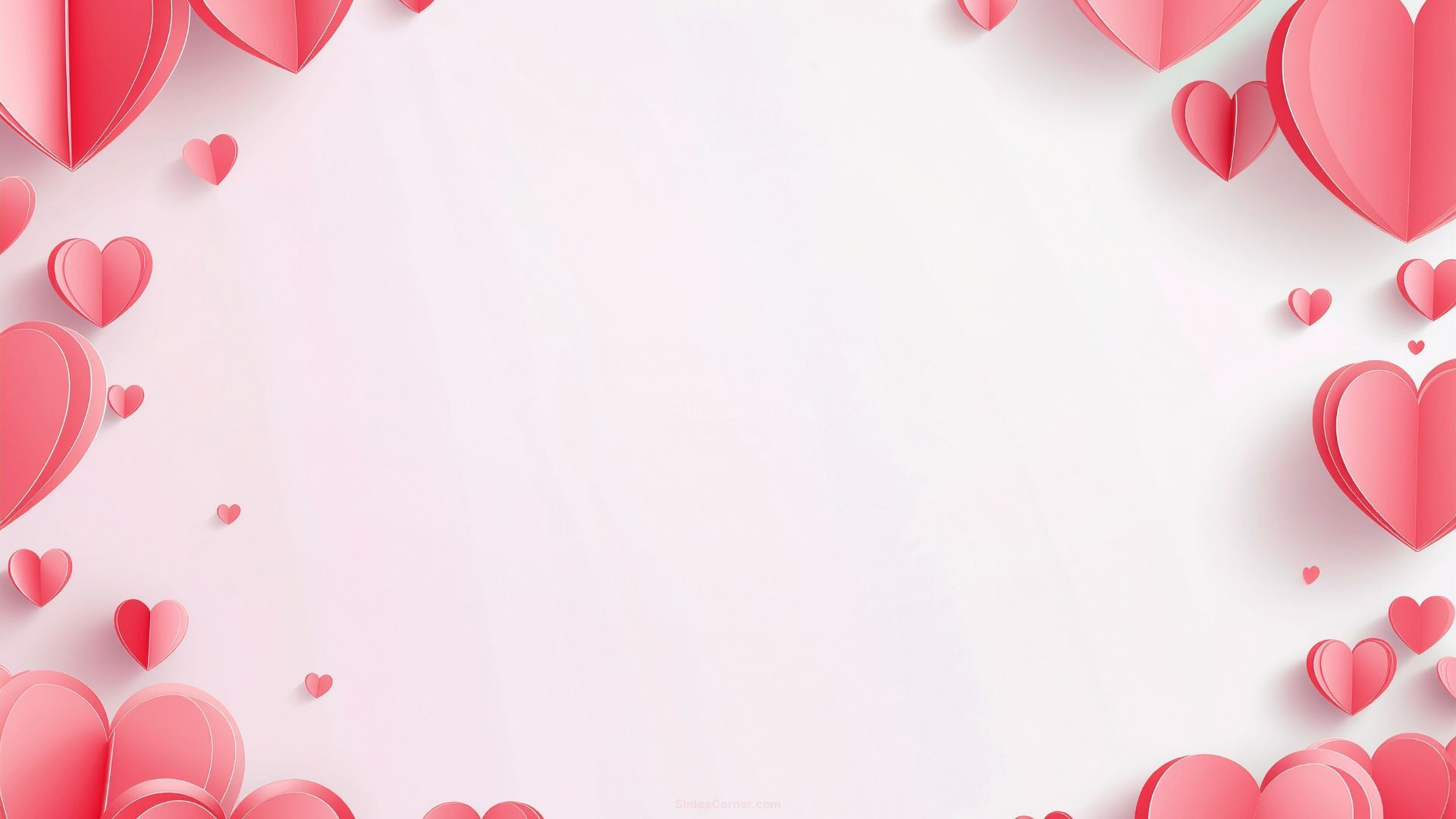 Pink Valentine's Day Background for PowerPoint with Paper Hearts