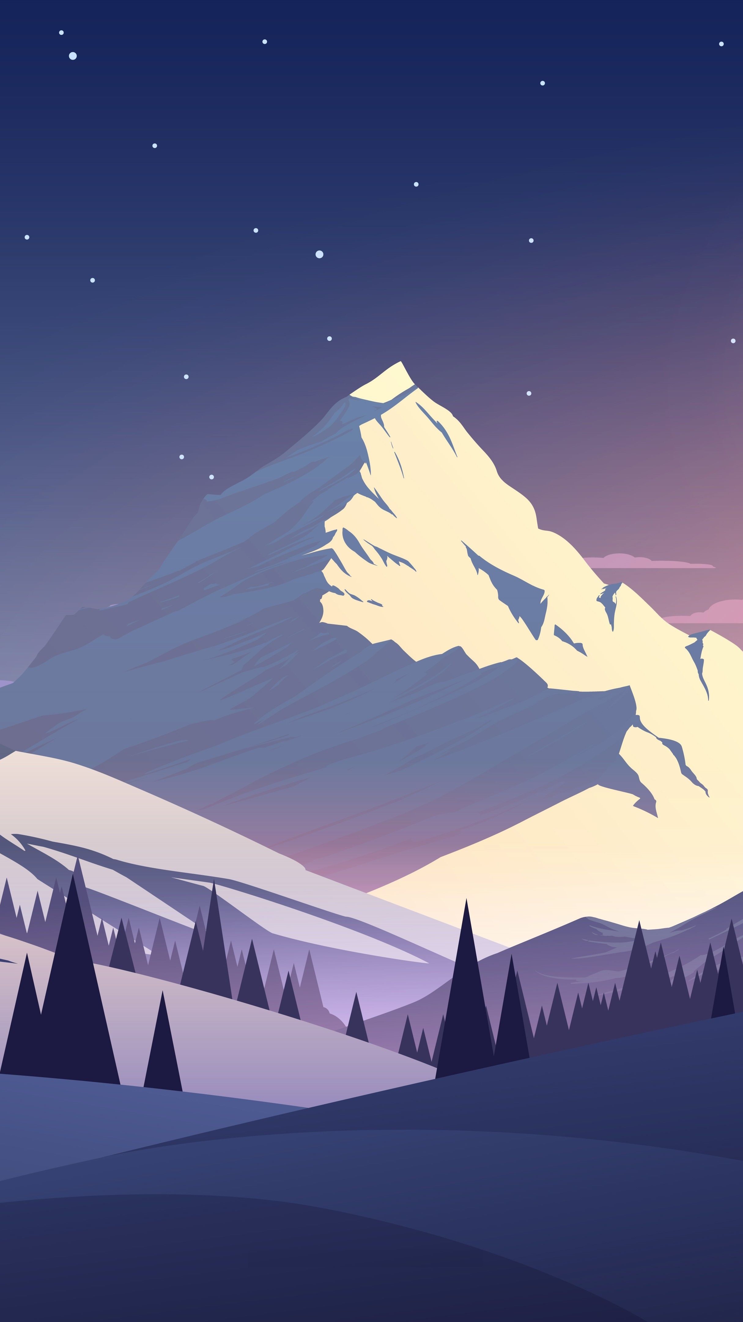 Winter landscape minimalist digital art