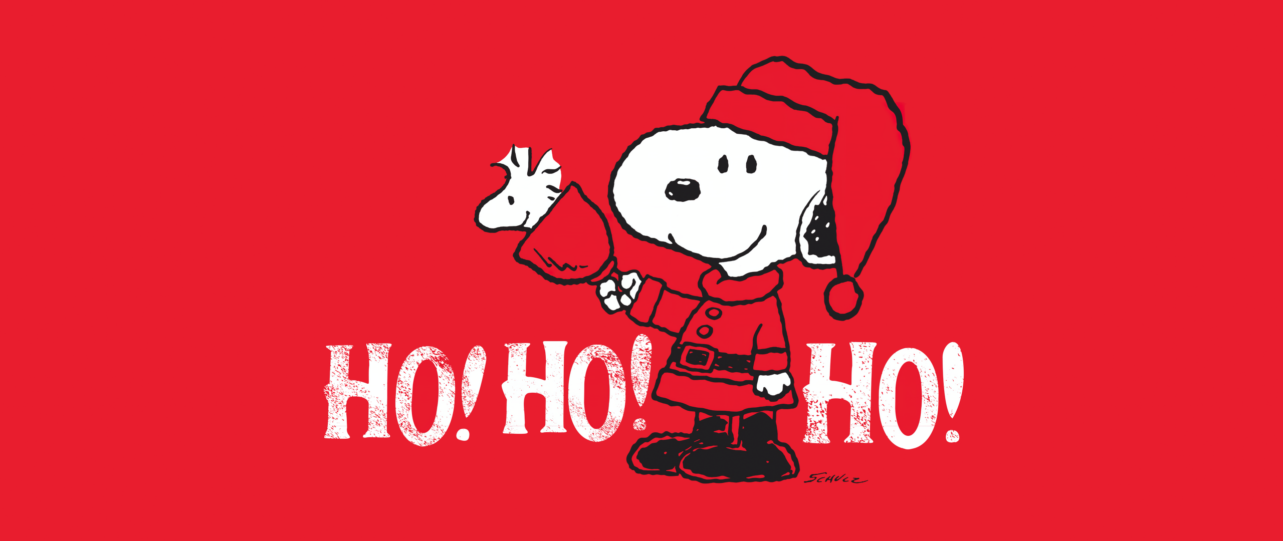 Snoopy Wallpaper 4K, Santa Claus, Red aesthetic, 5K