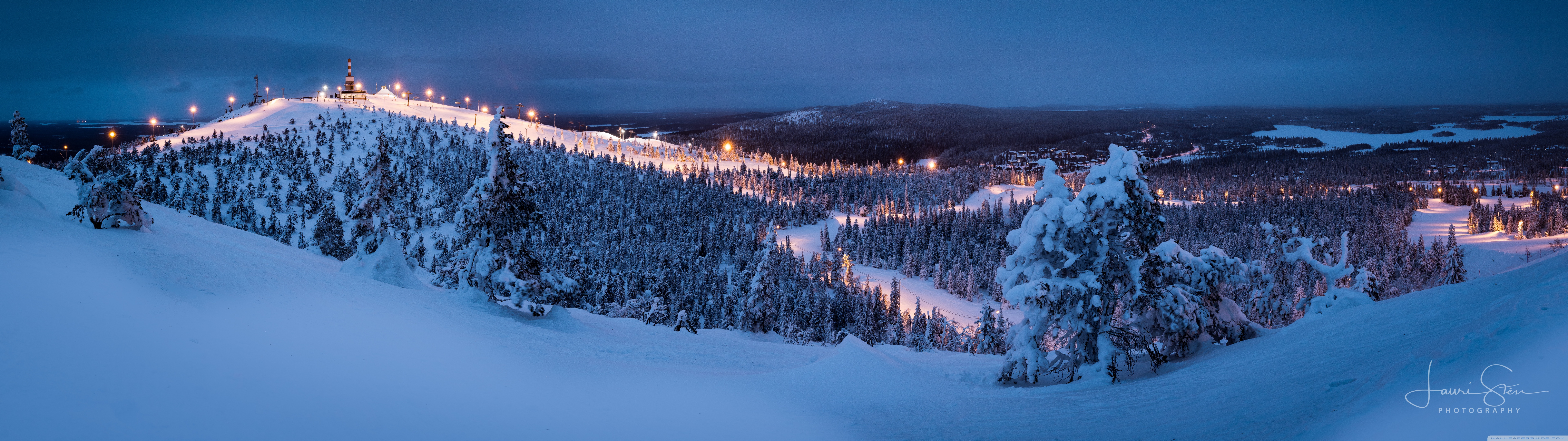 Winter, Snow, Ruka Peak, Visit Finland 4K UHD Wallpaper for UltraHD Desktop and TV, Widescreen and UltraWide Display and Triple