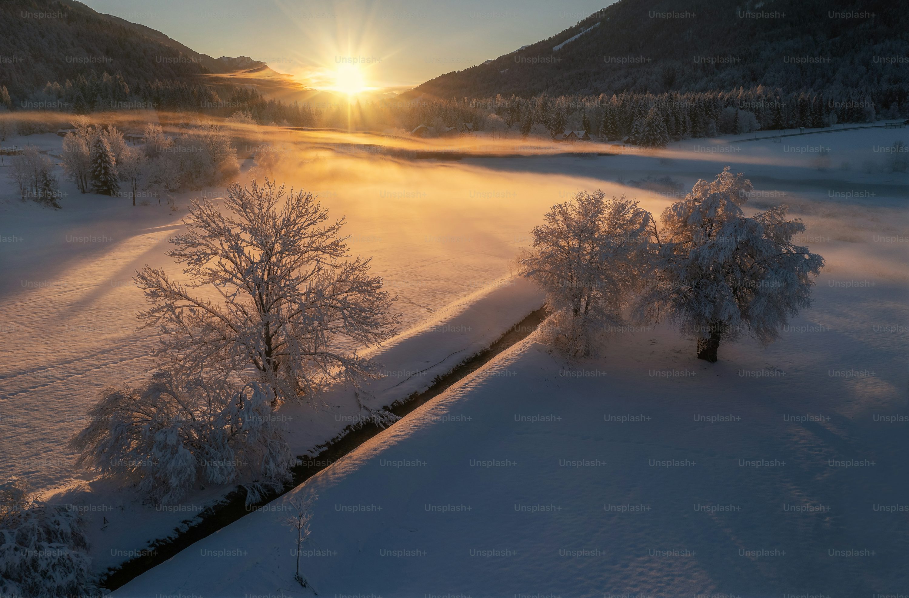 Sunset Snow Picture. Download Free Image