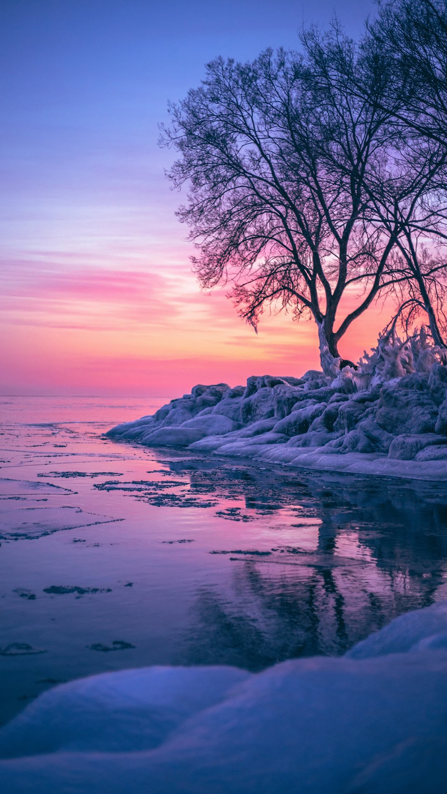 winter sunset mobile wallpaper Mobile Walls