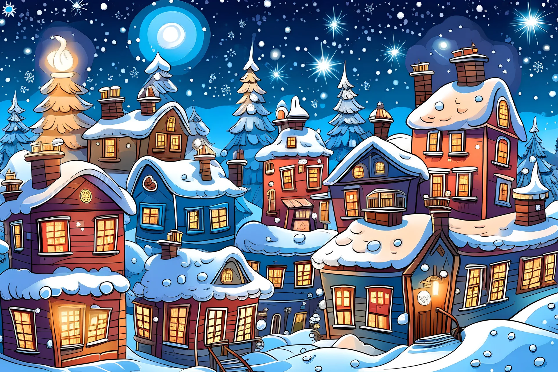 Generate a cozy winter wonderland sce